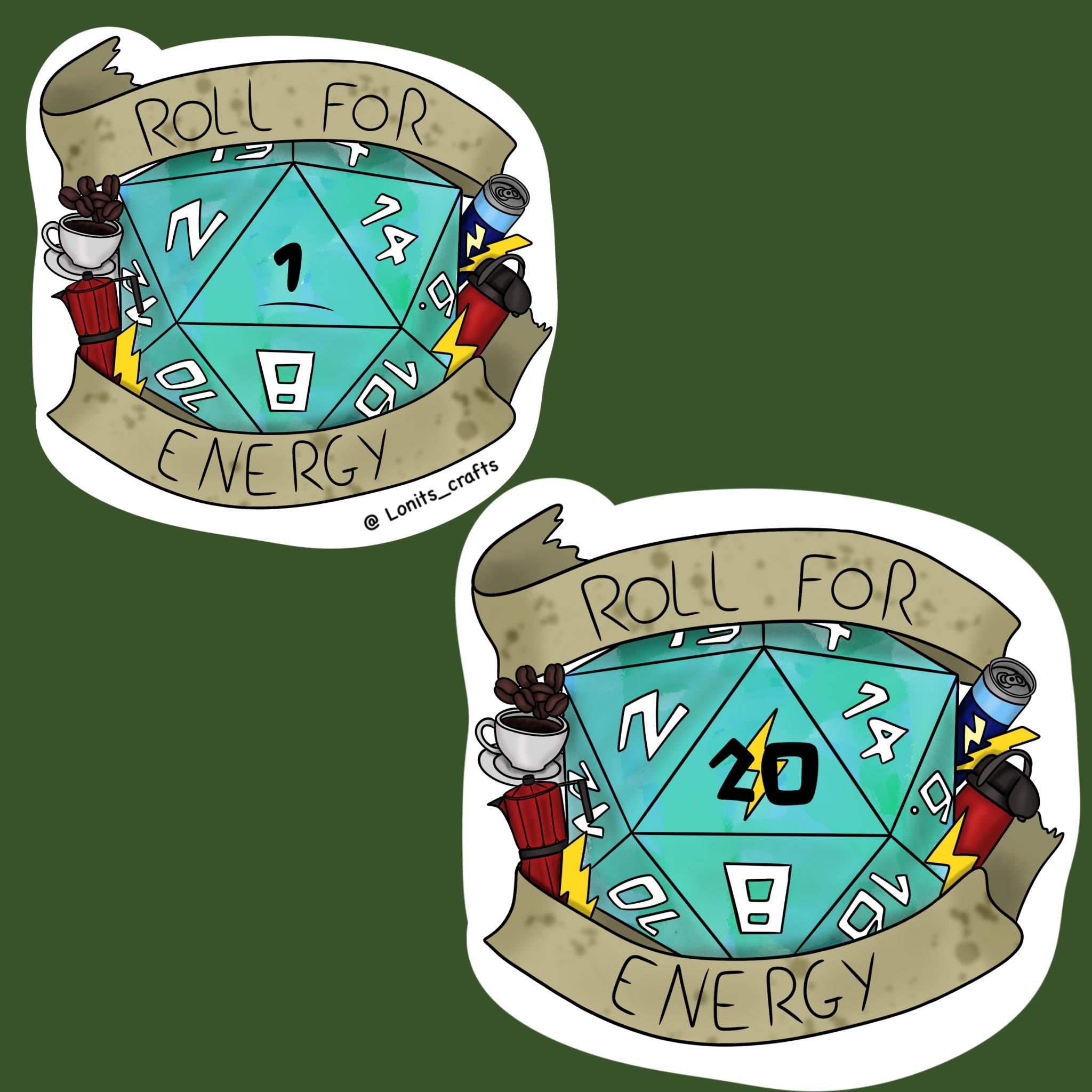roll for energy vinyl sticker natural 1 or 20