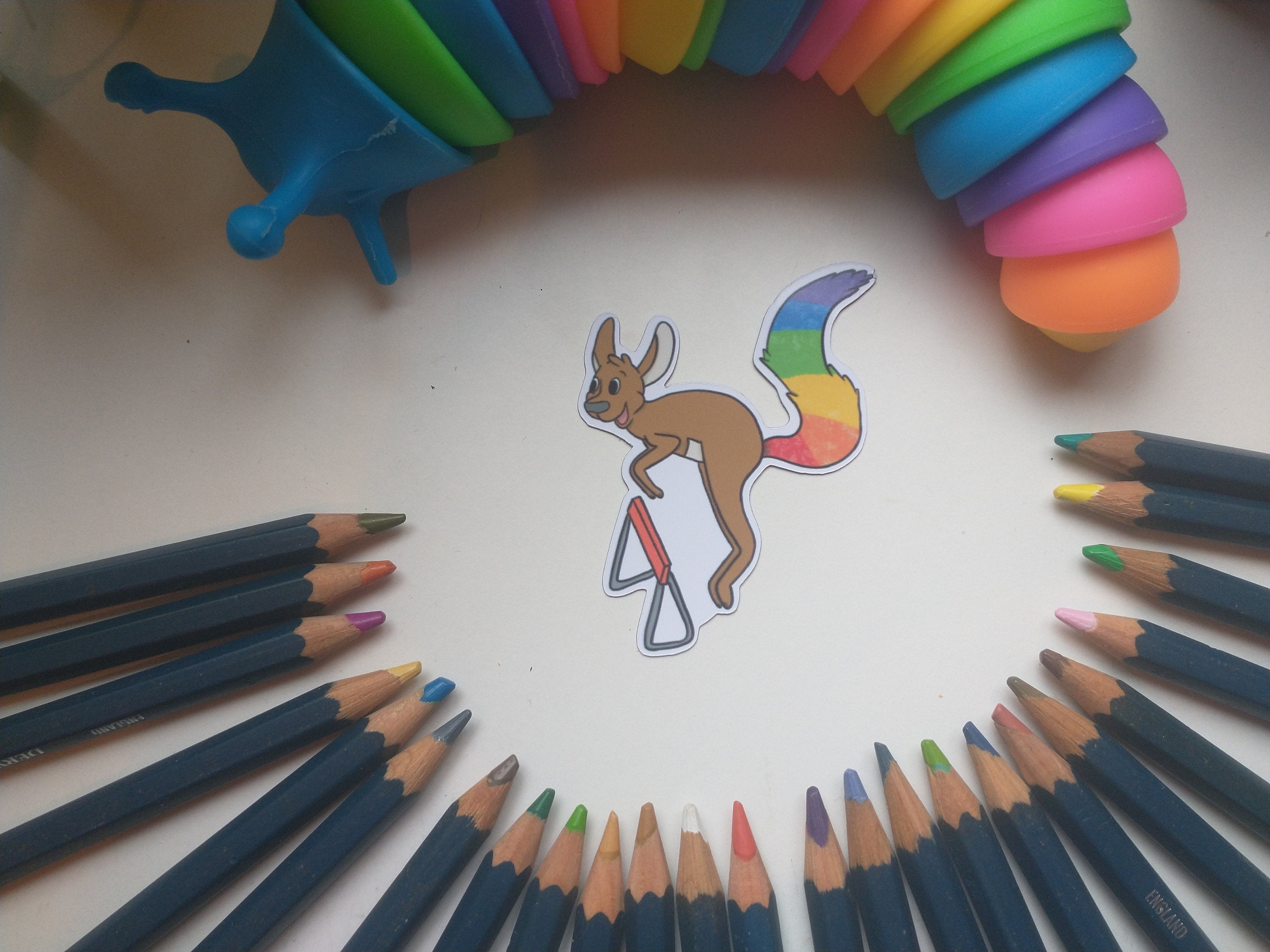 Fantasy rainbow sport kangaroo, wash machine cat and washing elephant