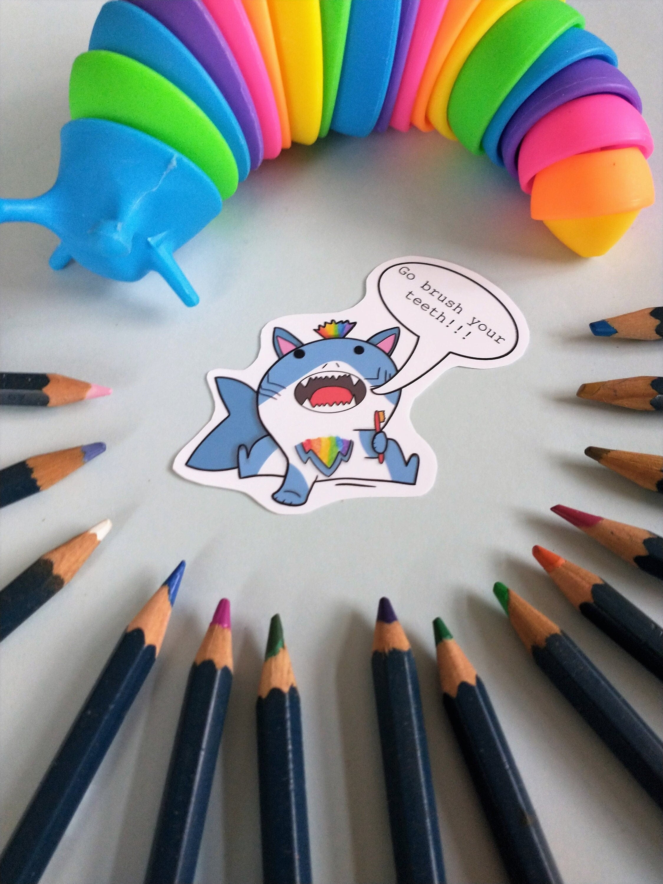 Selfcare magnet clean up beaver, brush your teeth shark and do dishes otter