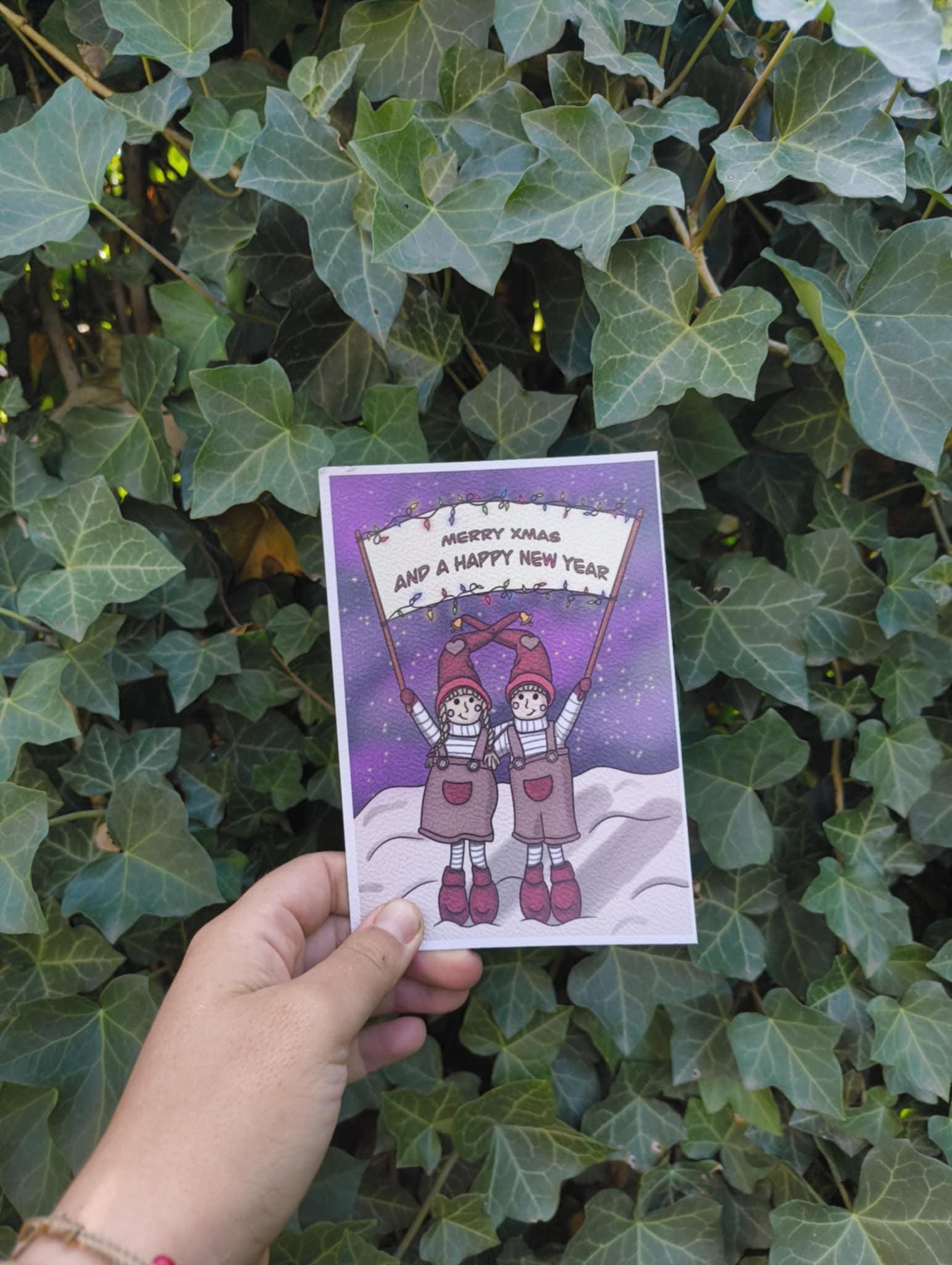 Christmas / new year postcard gnomes