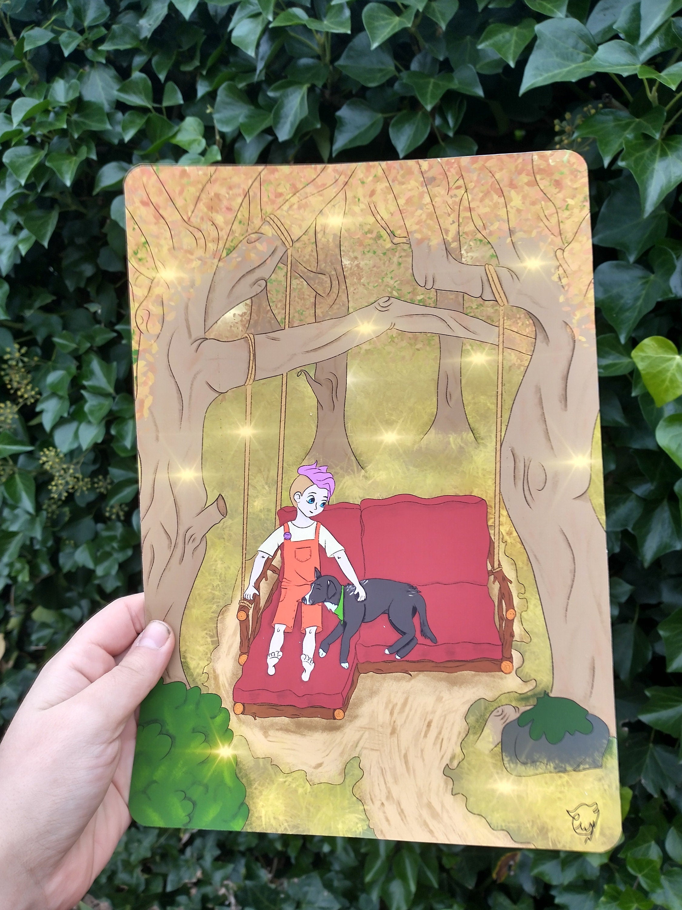 Art print dog sofa forest