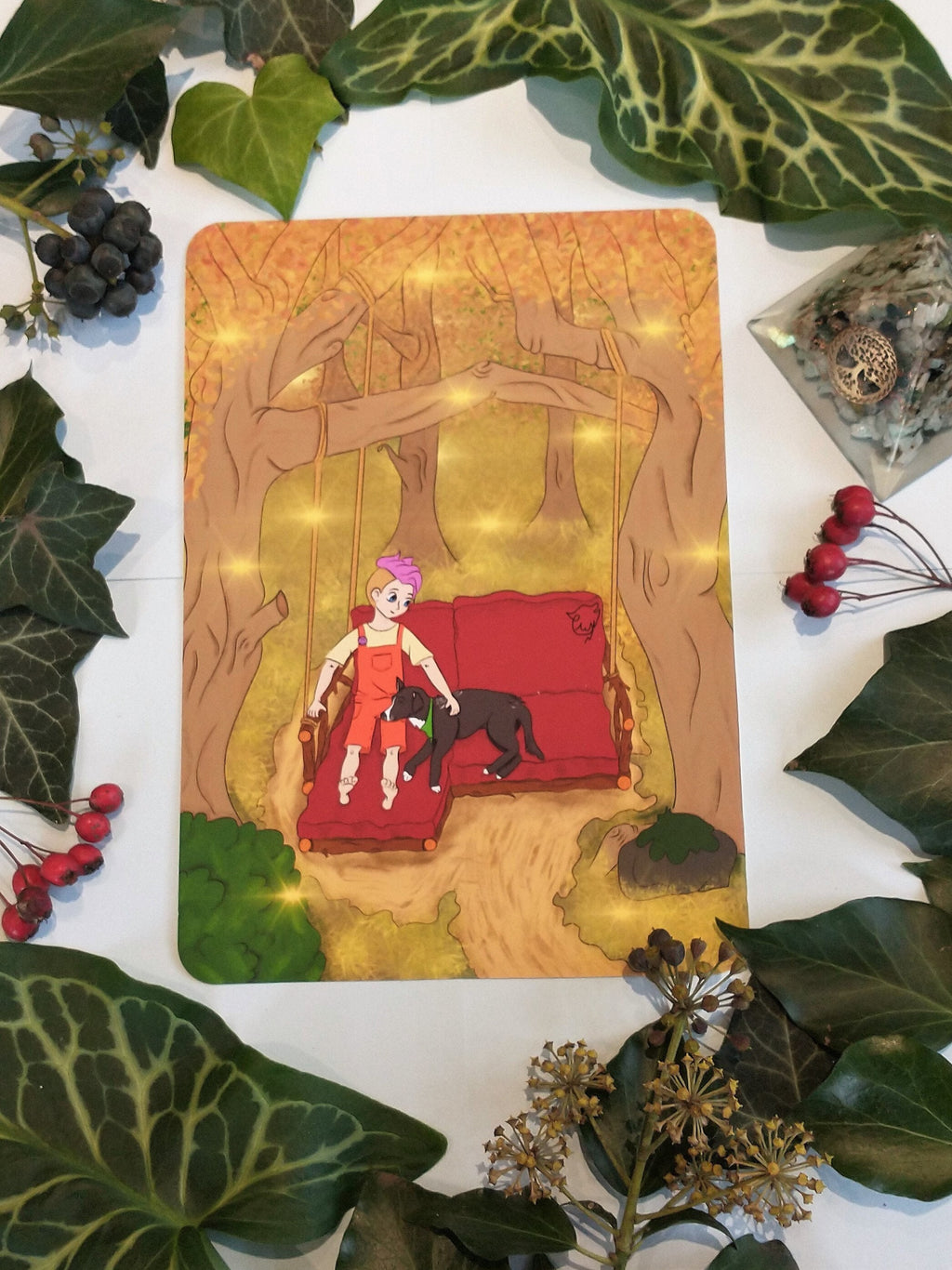 Art print dog sofa forest