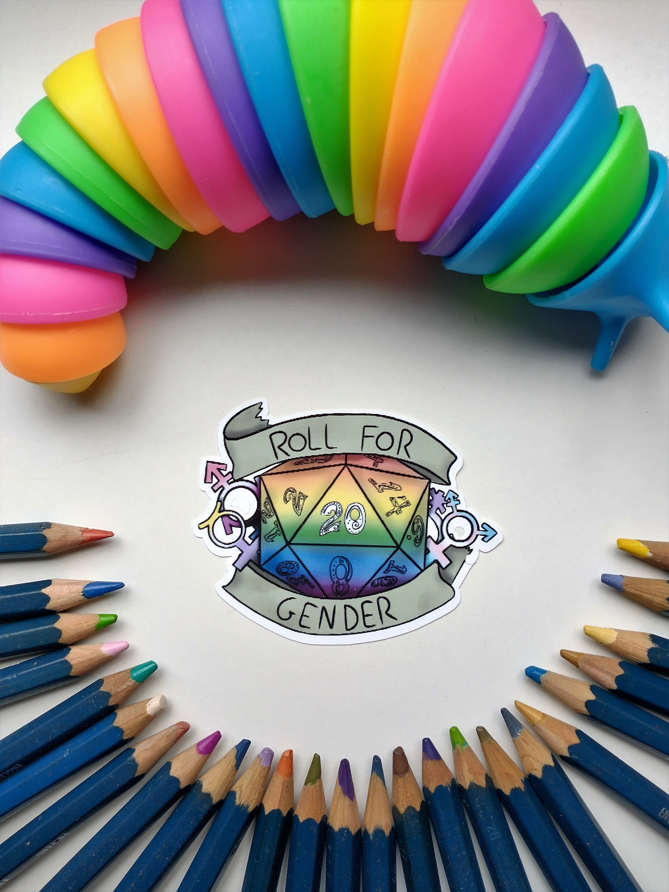 roll for gender vinyl sticker
