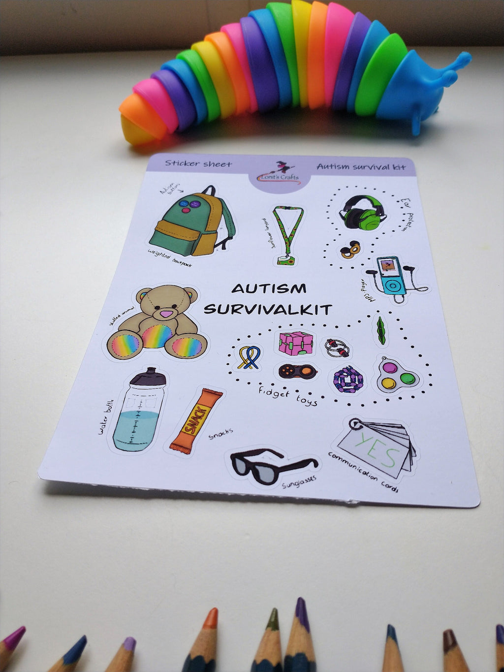 Stickervel autisme survivalkit