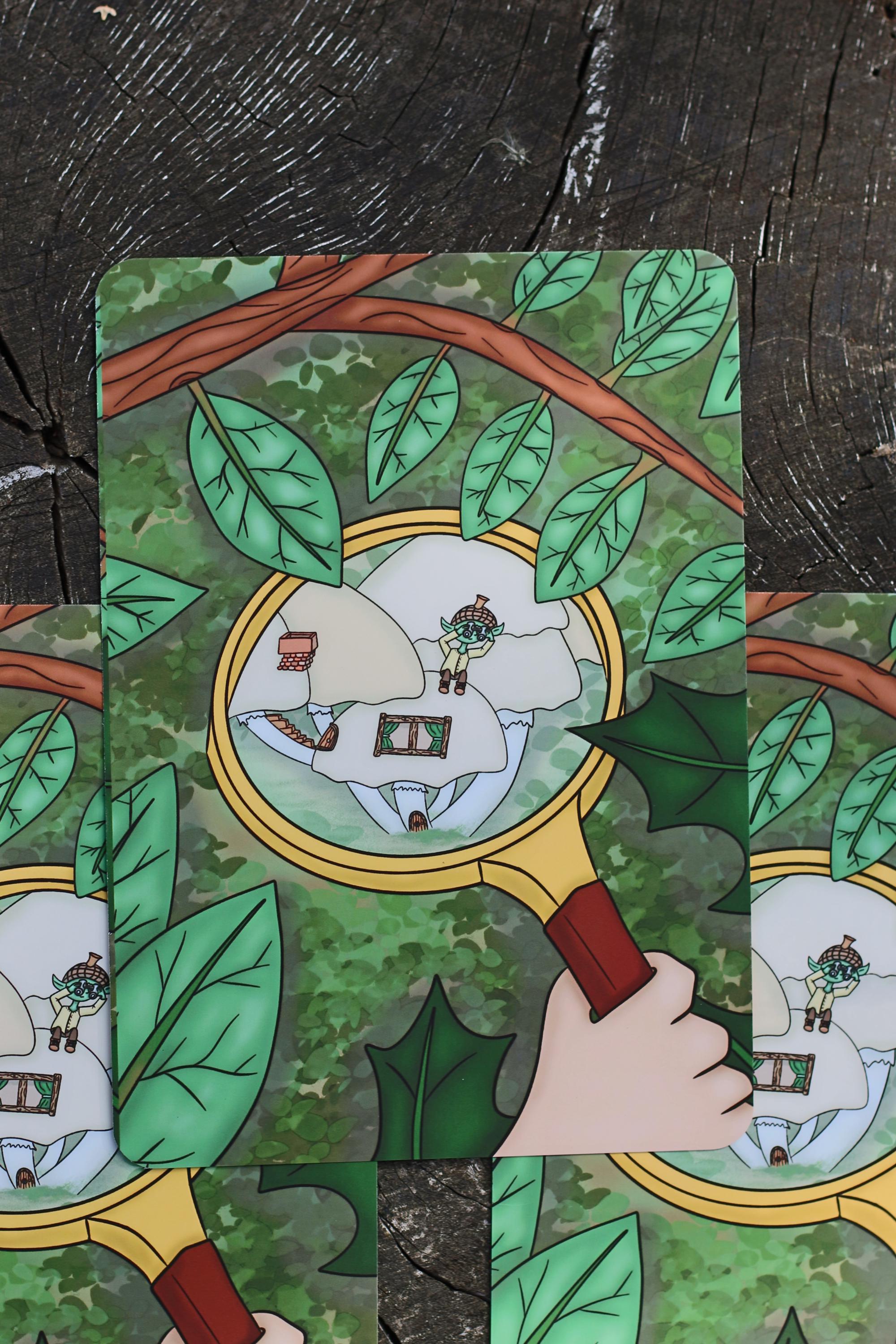 Art print discovering mushroom world