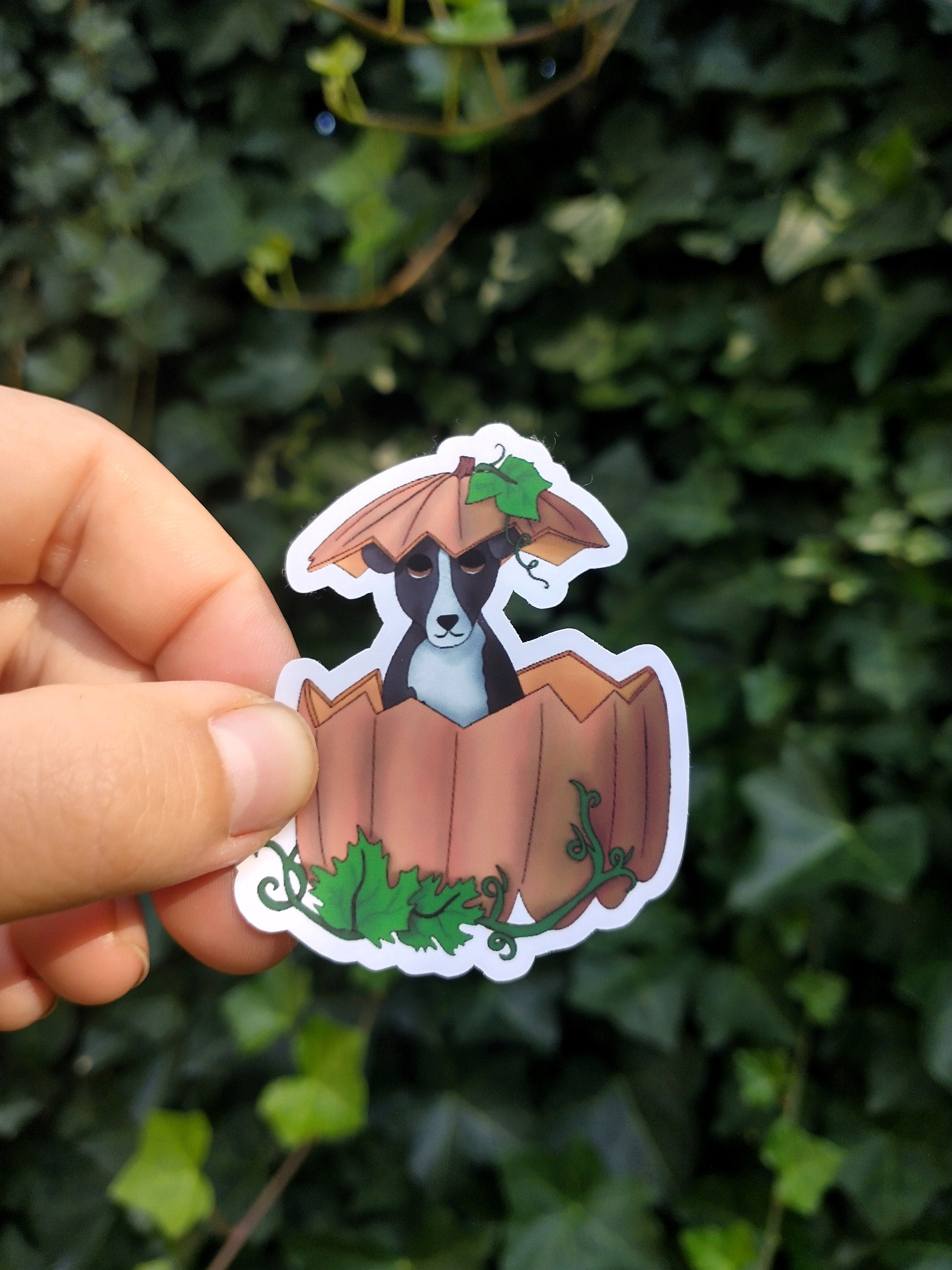 Halloween pumpkin dog vinyl sticker
