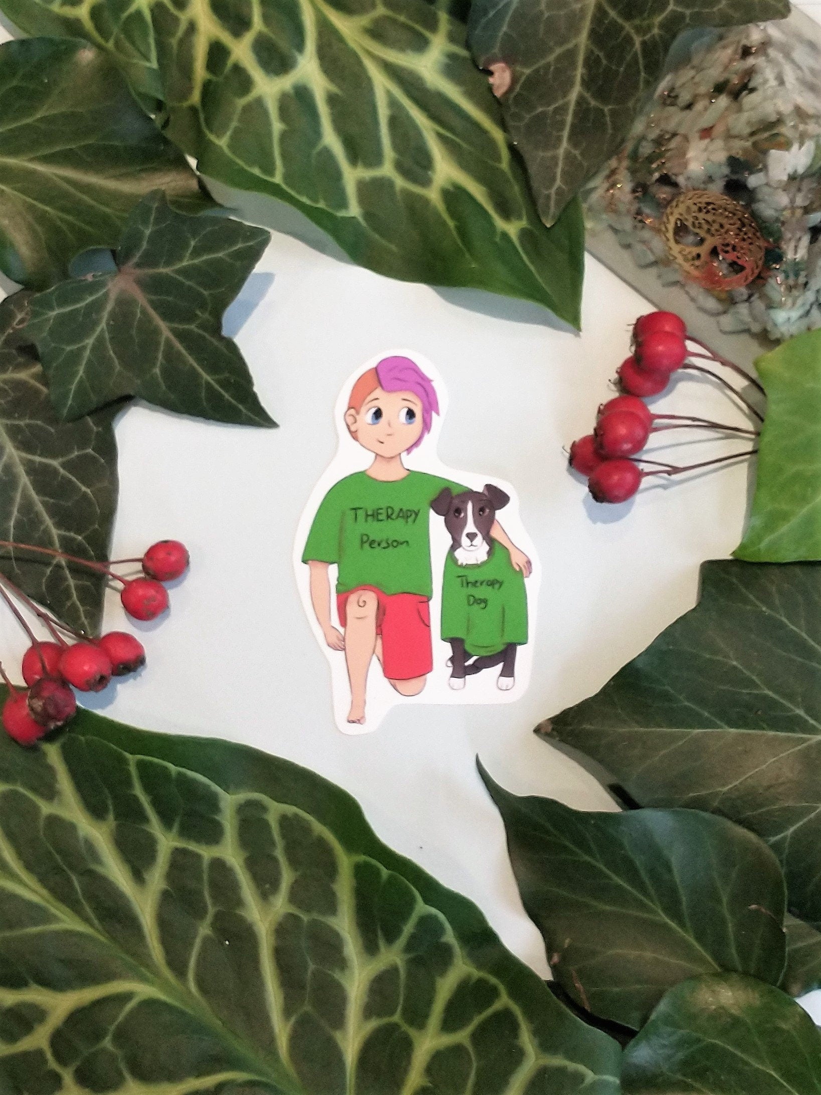 Therapt dog/person vinyl sticker