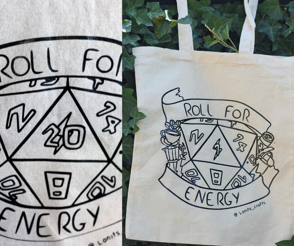 Tote bag energy dobbelstenen