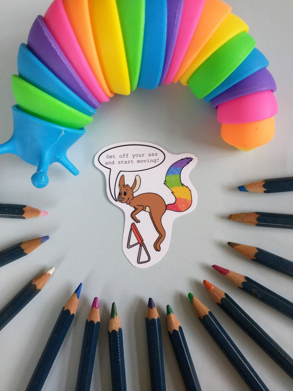 Selfcare vinyl sticker start moving kangaroo, wash elephant and washer cat