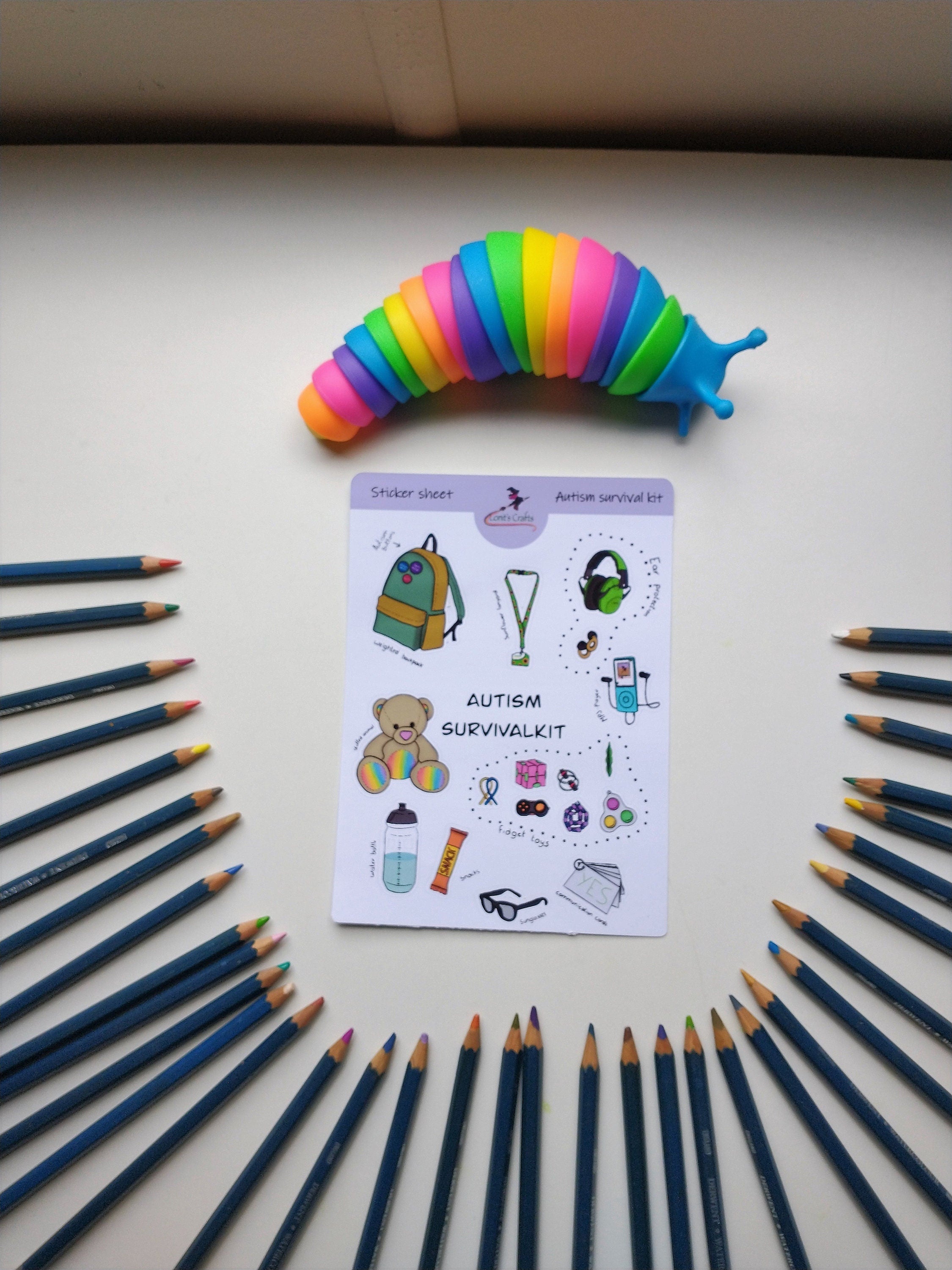 Stickervel autisme survivalkit