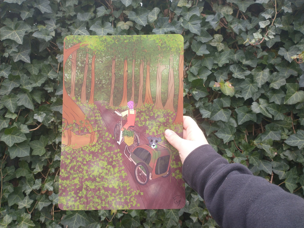 Art print nature bike ride