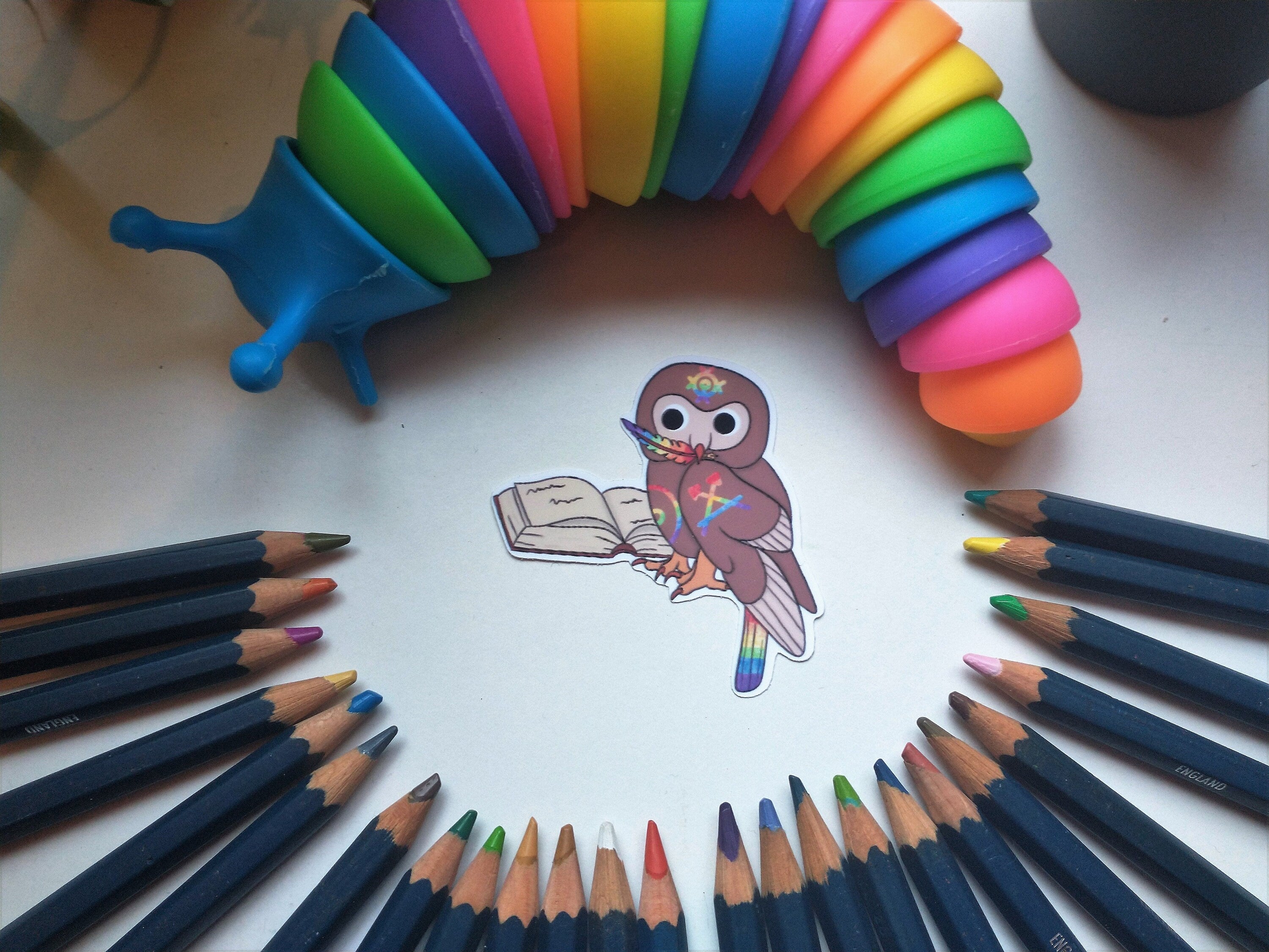 Fantasy rainbow ant eater, owl and bear magents