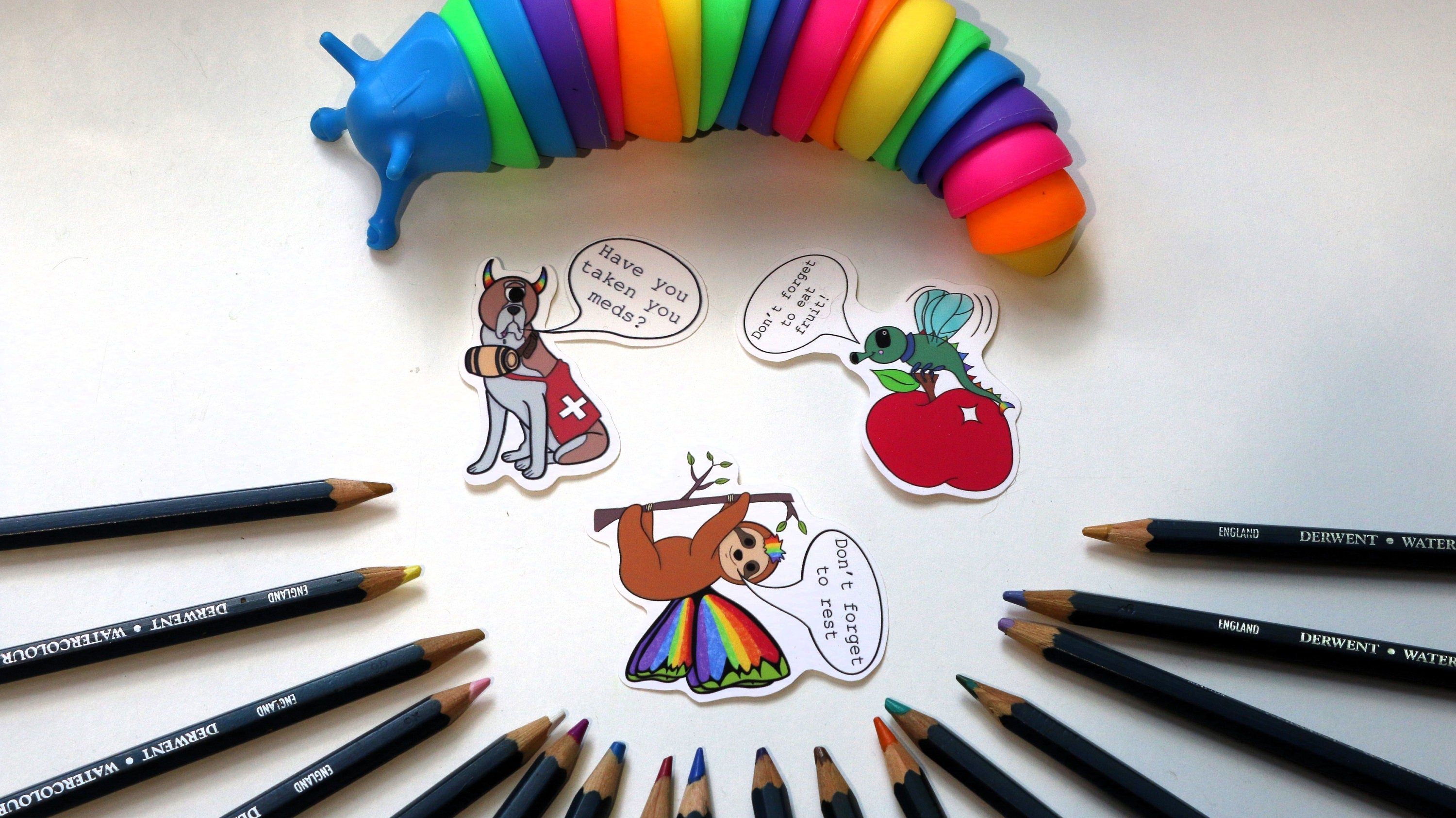 Selfcare magnet eat your fruit fly, take your meds dog and take some rest sloth