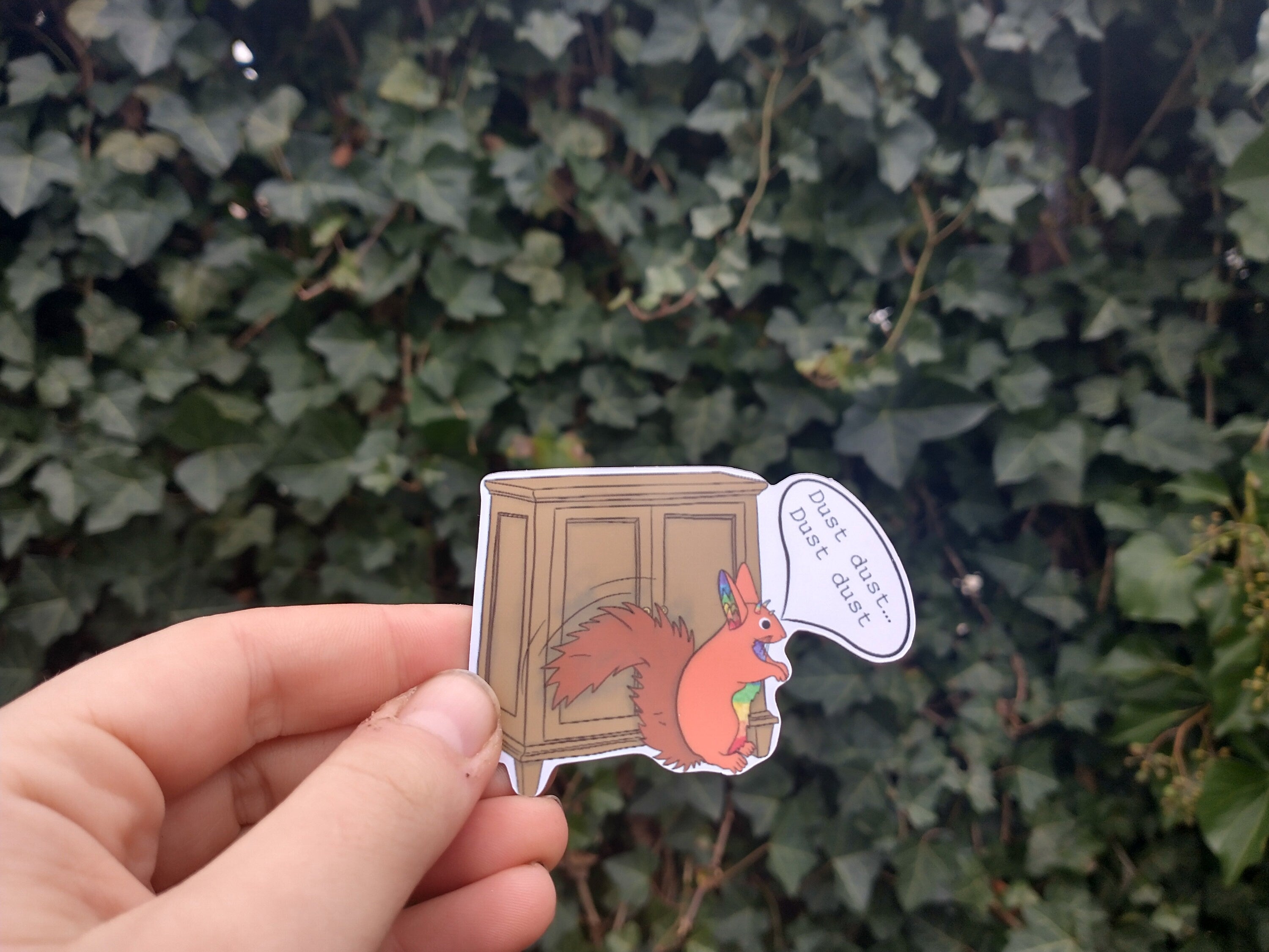 Selfcare magnet go outside dog, trash raccoon and dust squirrel