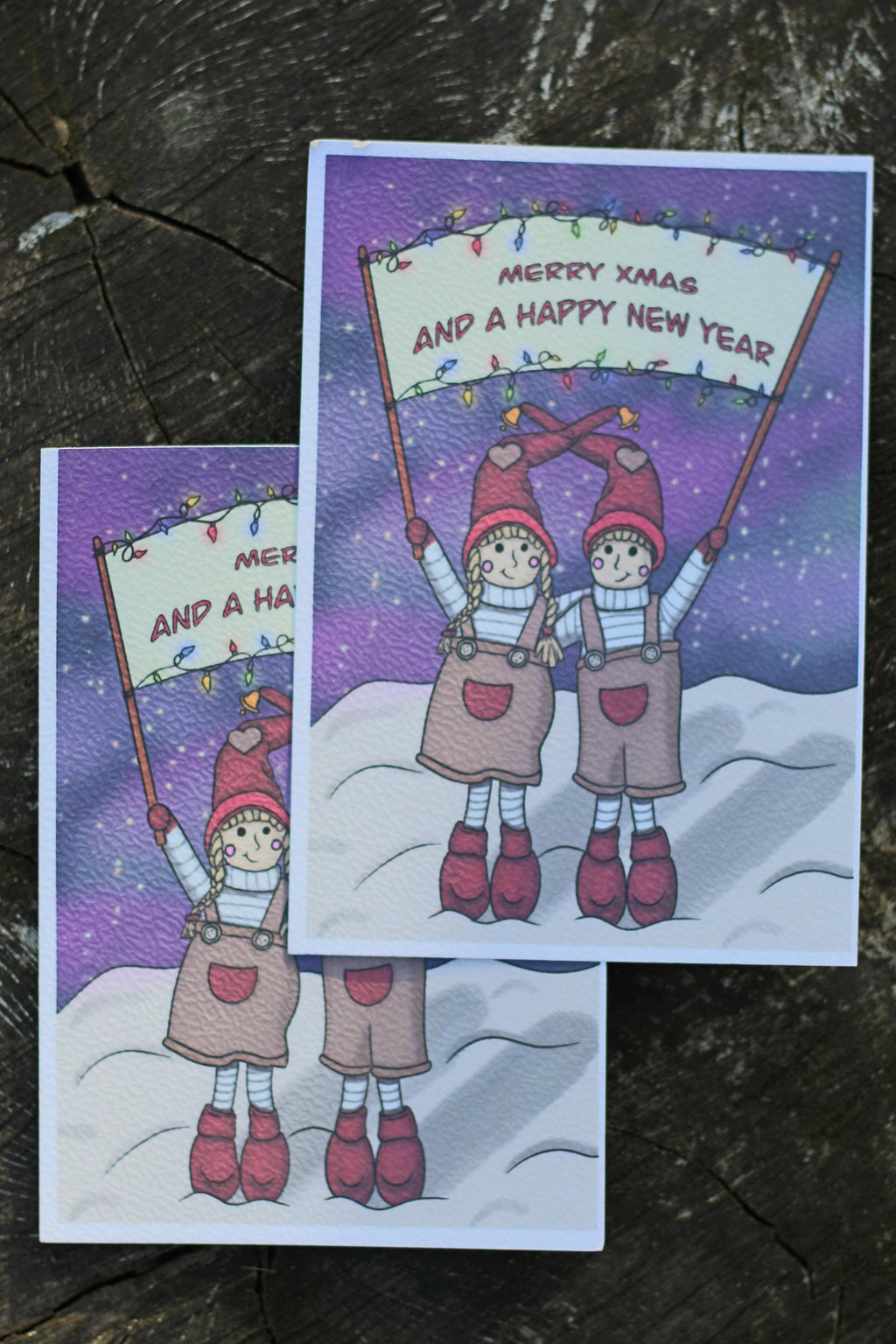 Christmas / new year postcard gnomes