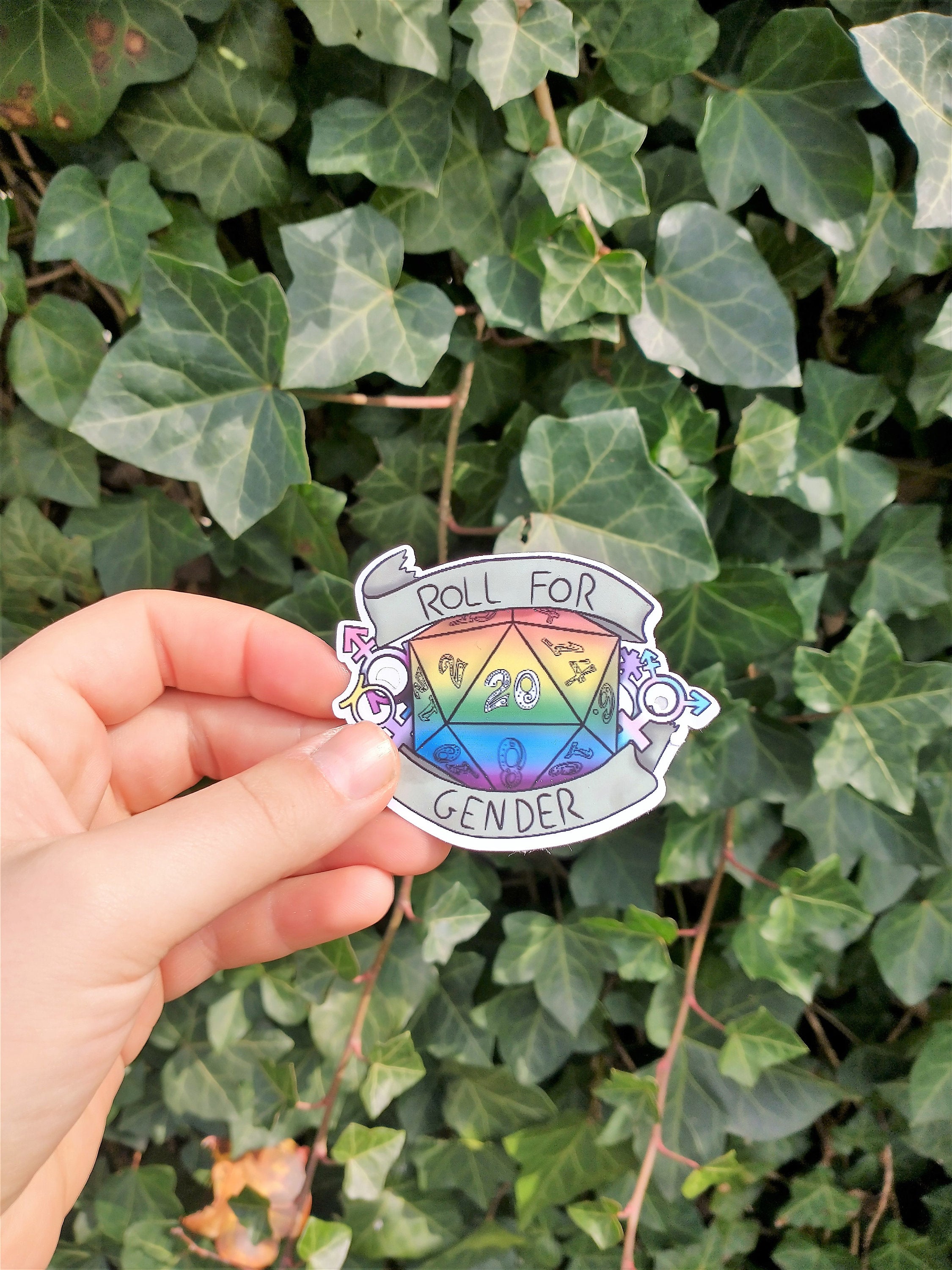 roll for gender vinyl sticker
