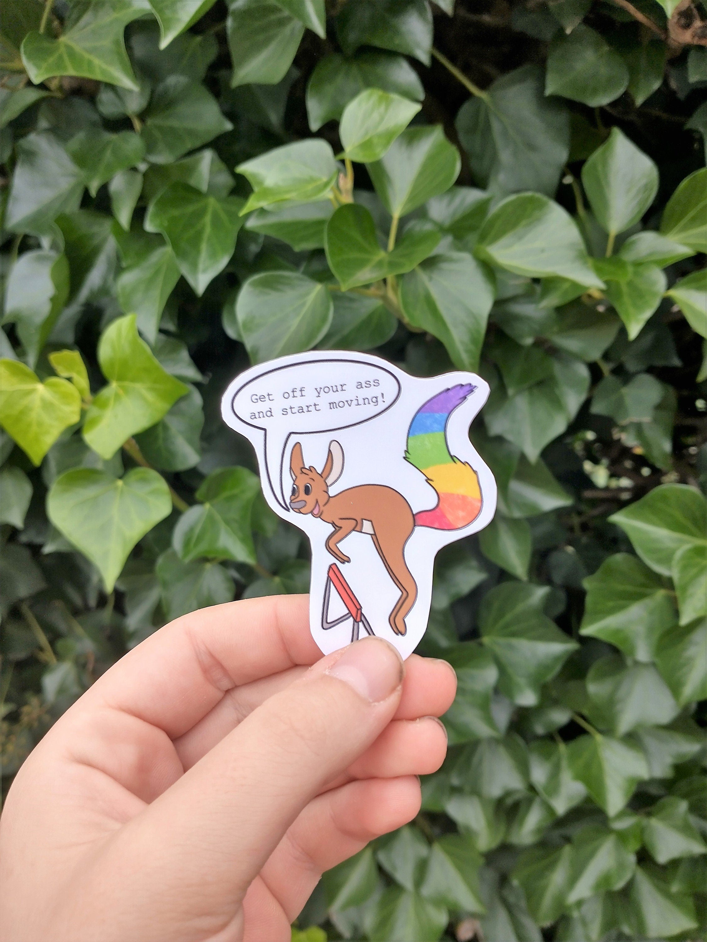 Selfcare vinyl sticker start moving kangaroo, wash elephant and washer cat