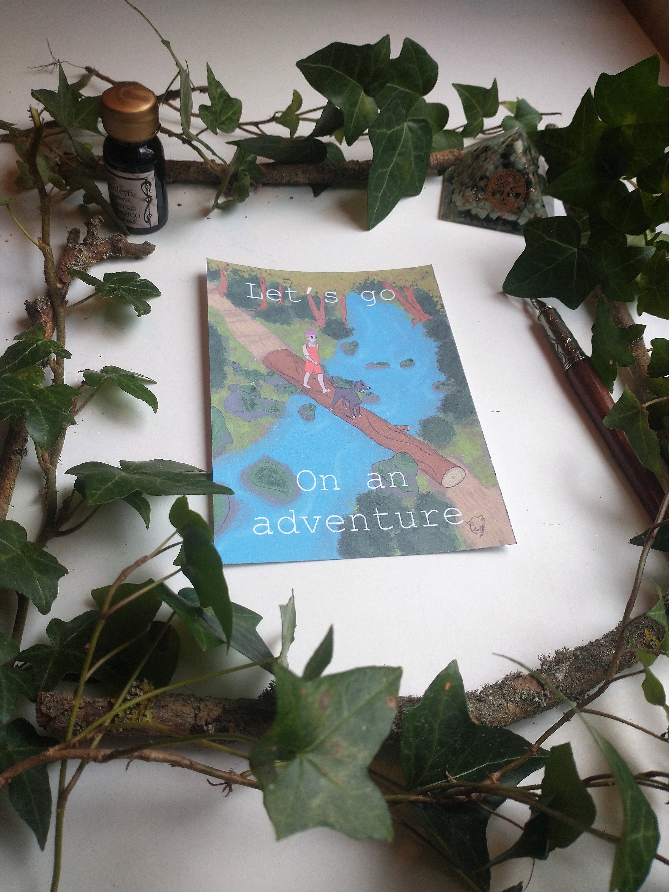 postcard let's go on an adventure