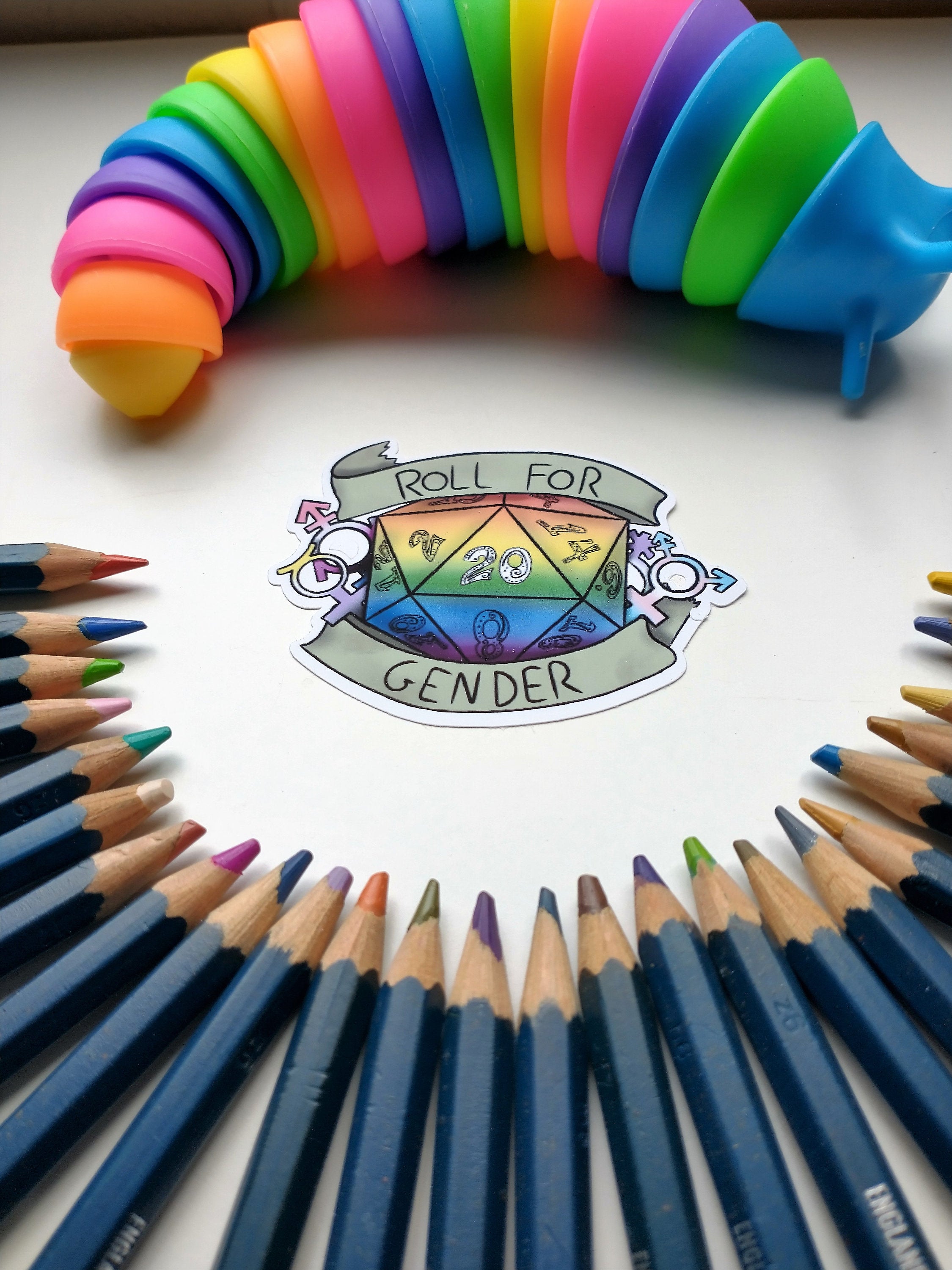 roll for gender vinyl sticker
