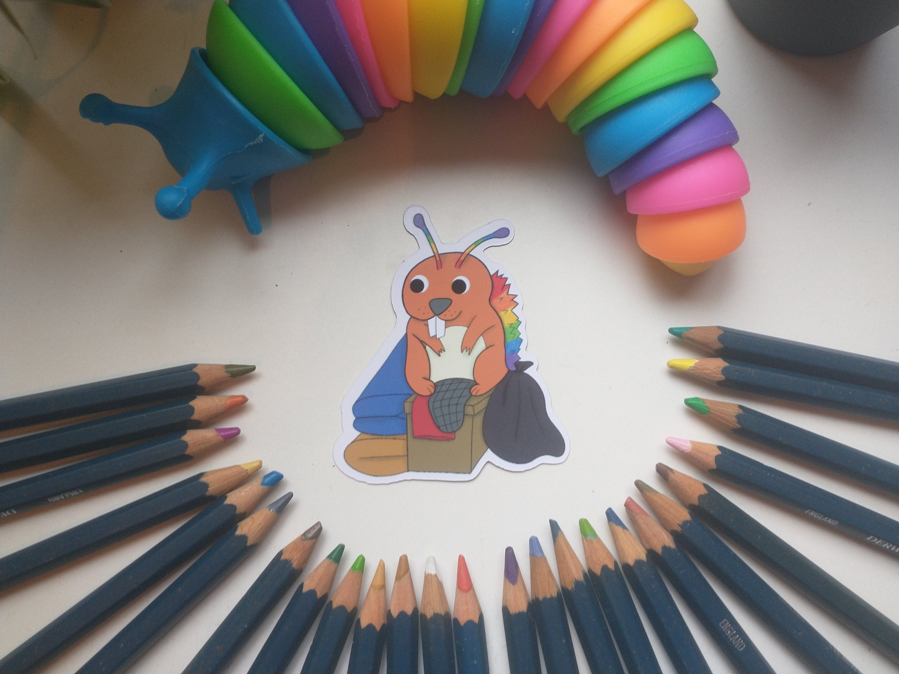 Fantasy rainbow beaver, otter and shark