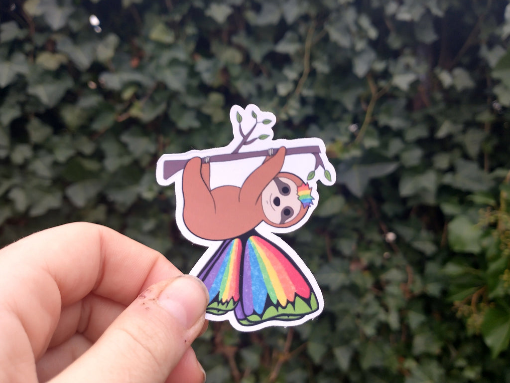 Fantasy rainbow fruit fly, dog and sloth