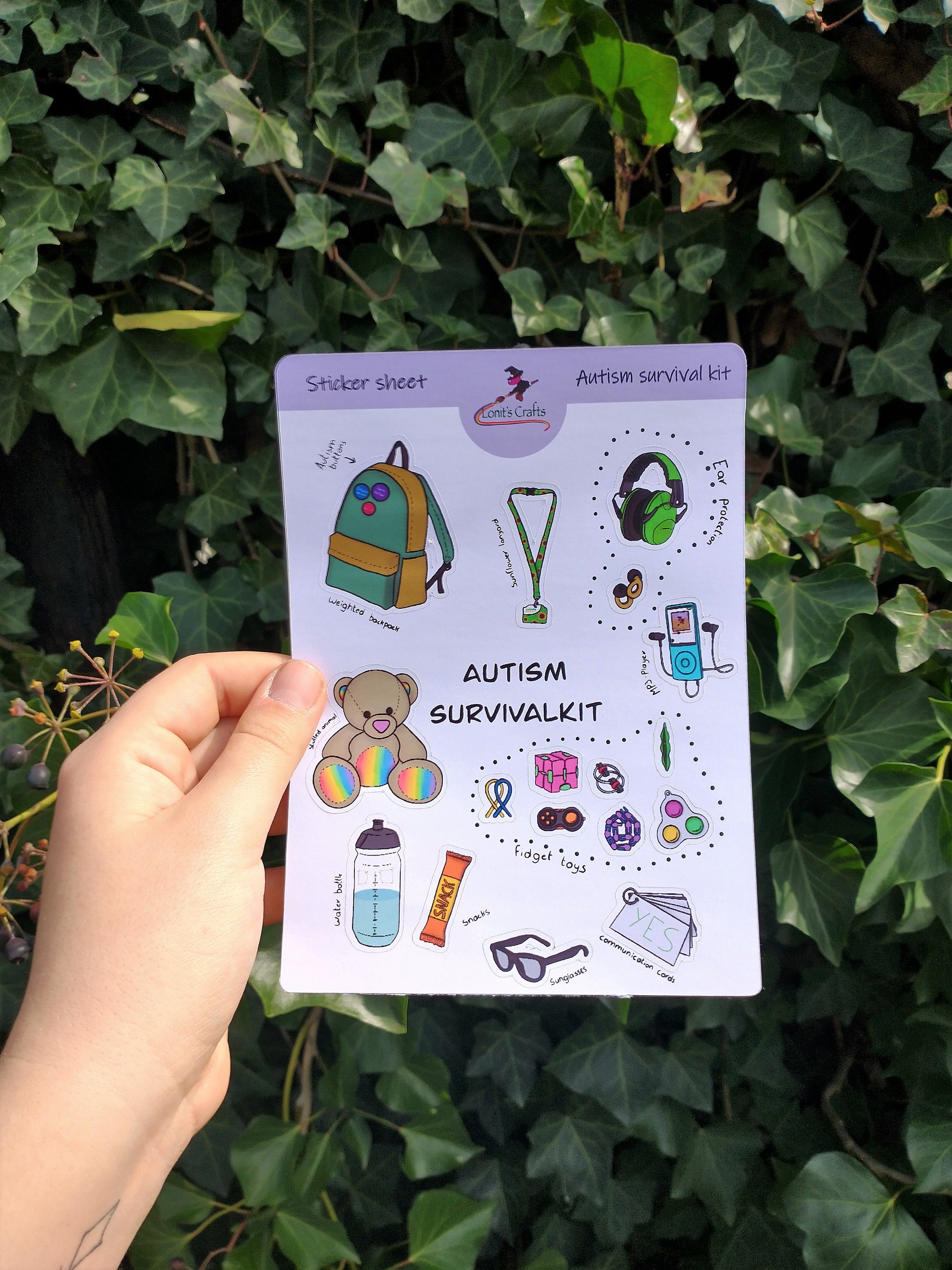 Stickervel autisme survivalkit