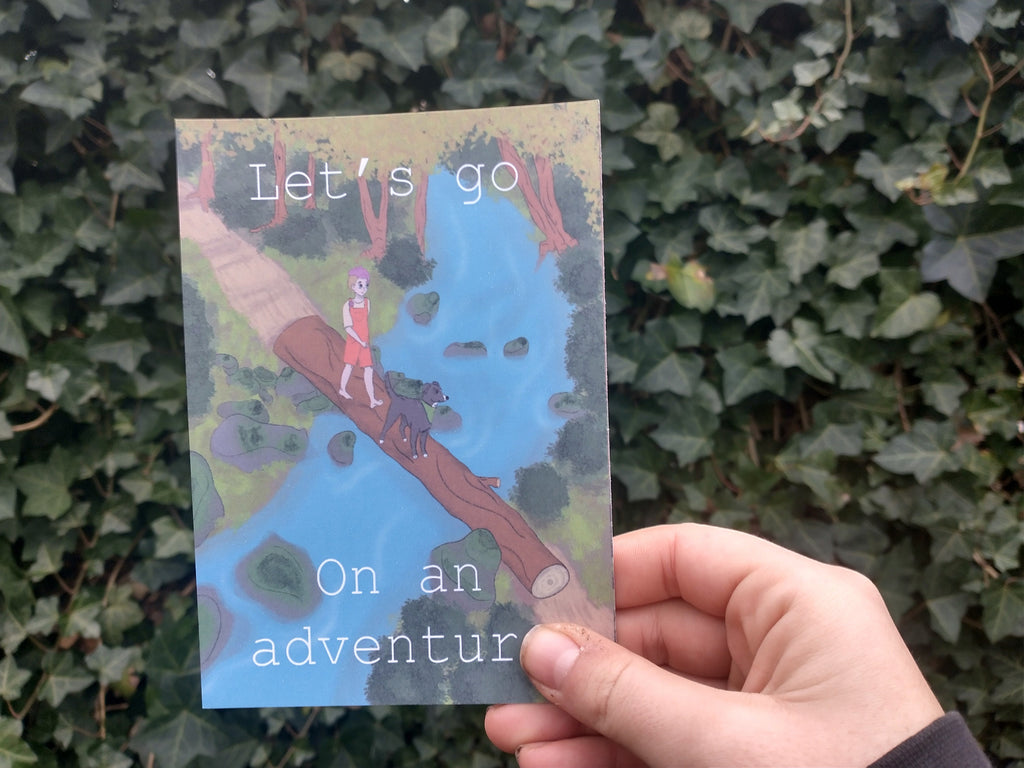 postcard let's go on an adventure