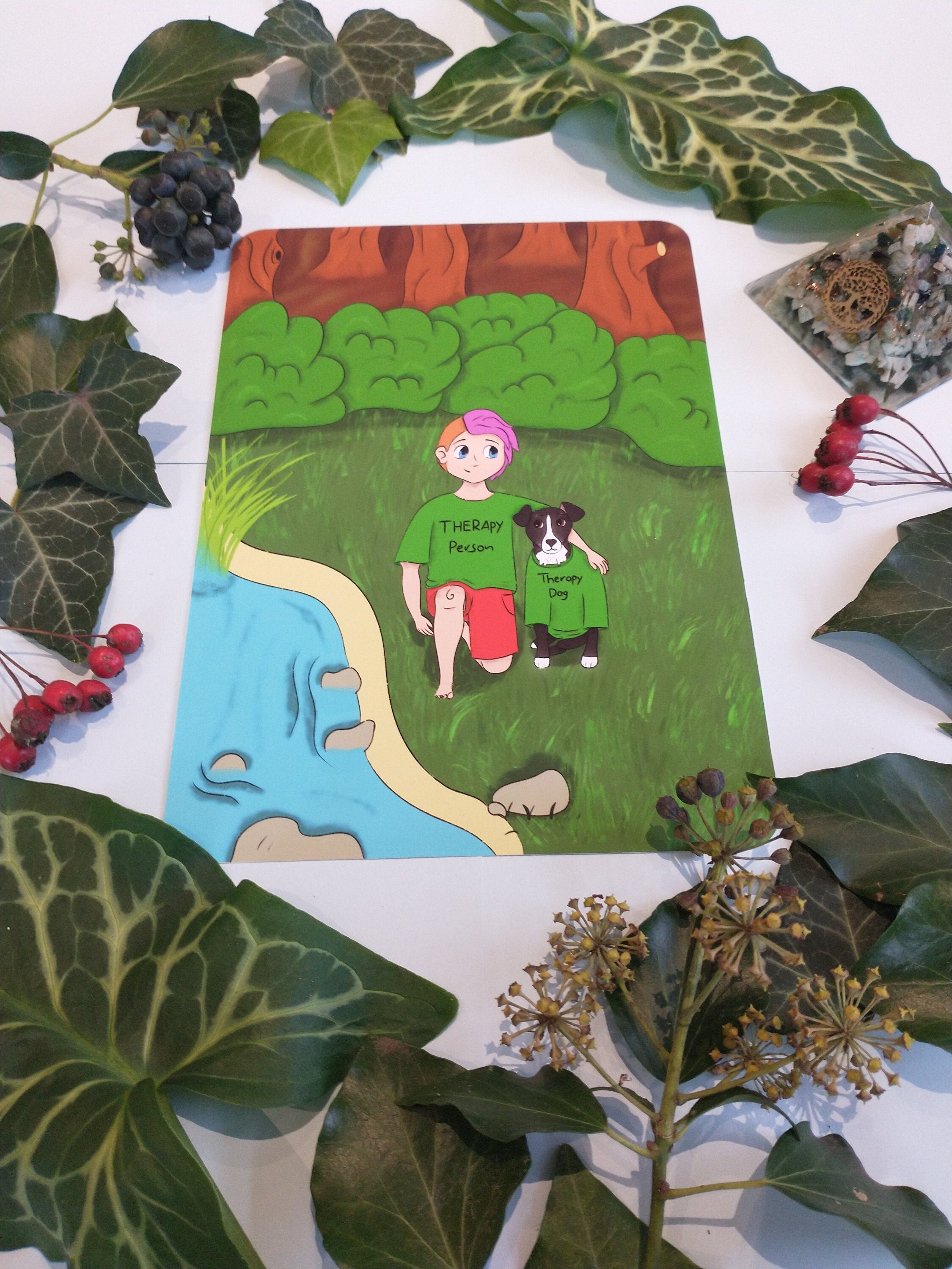 Art print therapy dog/person