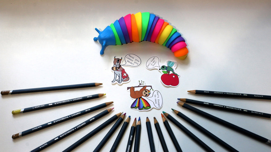Selfcare vinyl sticker eat your fruit fly, medication dog and rest sloth