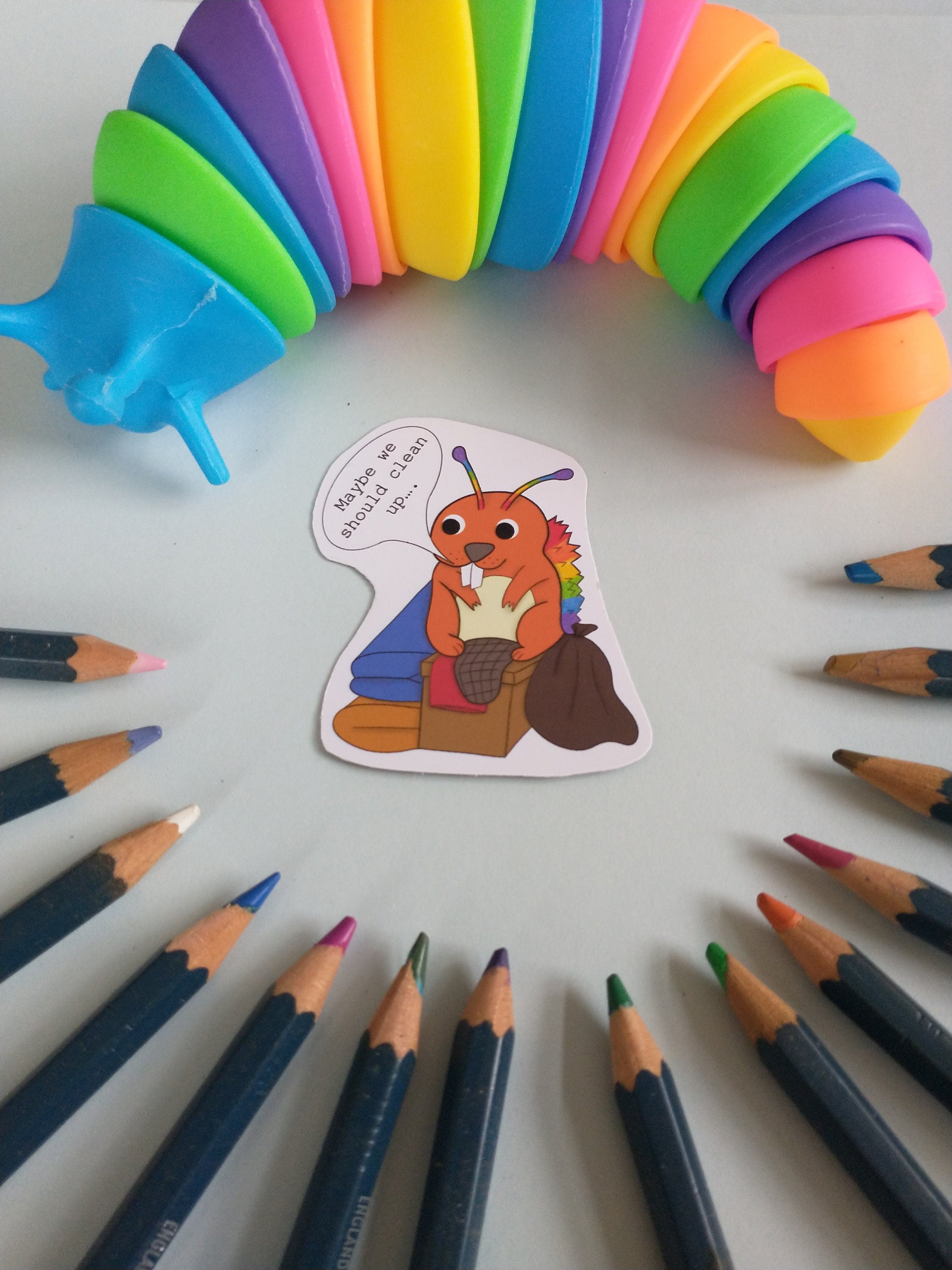 Selfcare magnet clean up beaver, brush your teeth shark and do dishes otter