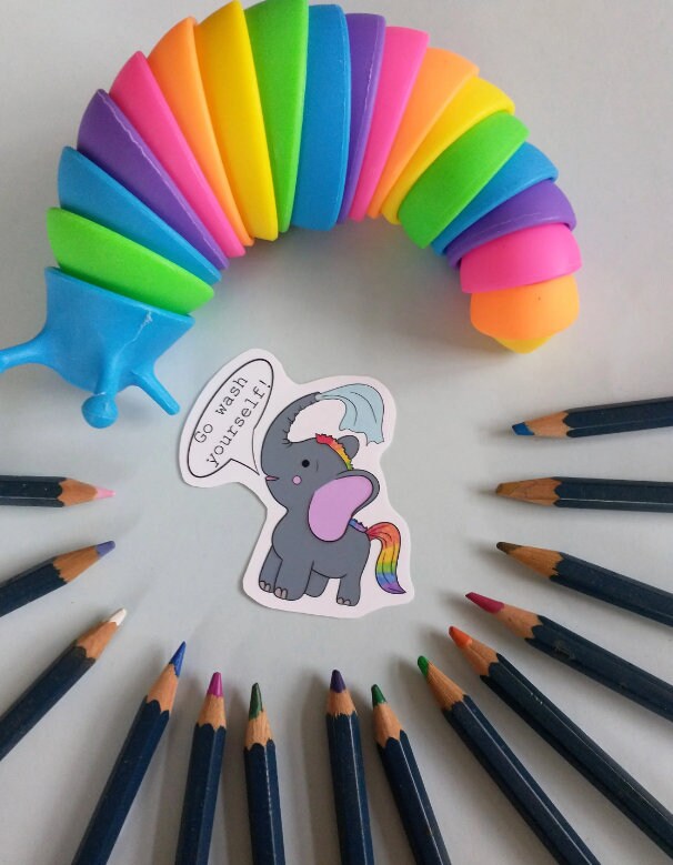 Selfcare vinyl sticker start moving kangaroo, wash elephant and washer cat