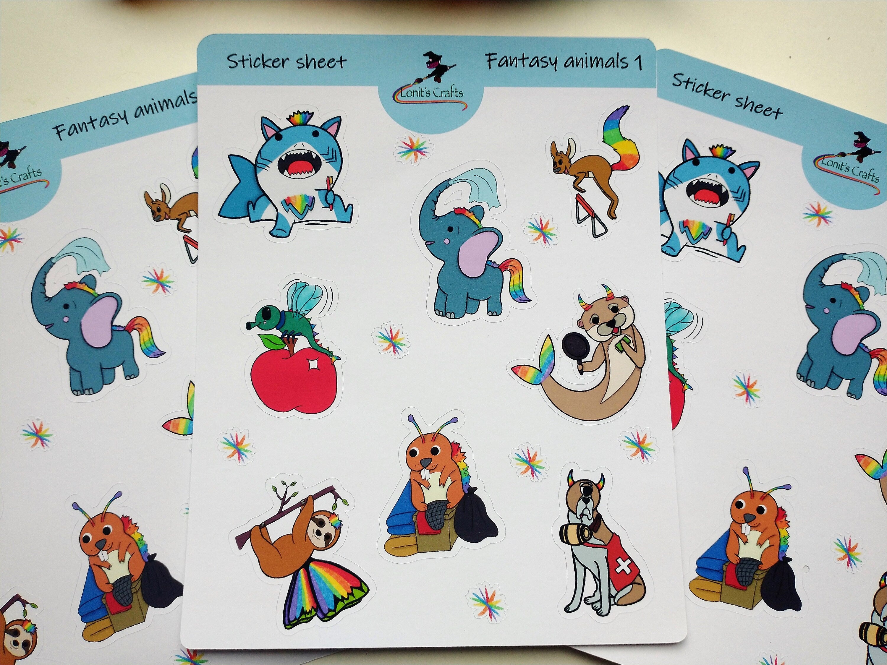 Stickersheet fantasy animals 1