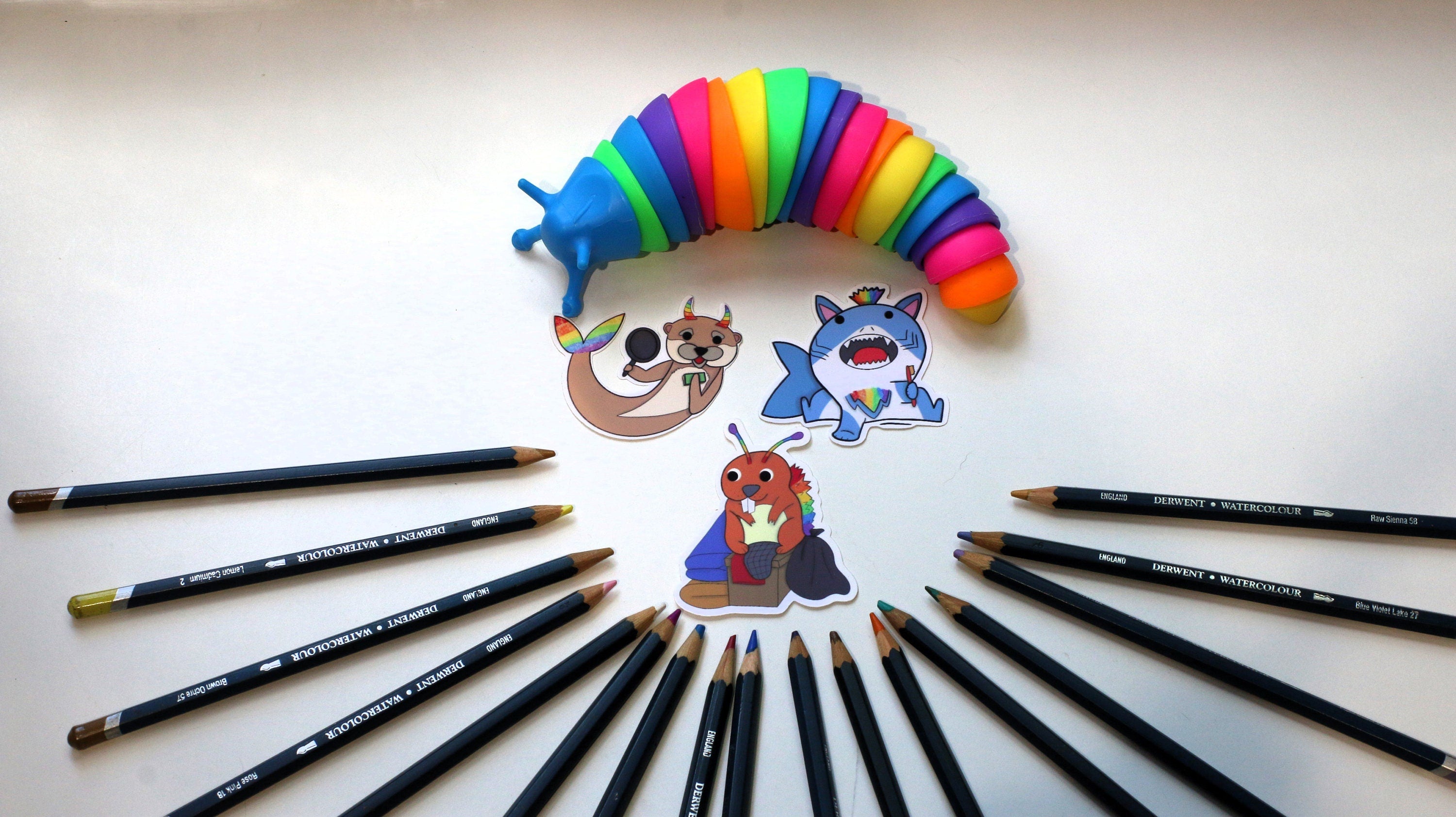 Fantasy rainbow beaver, shark and otter