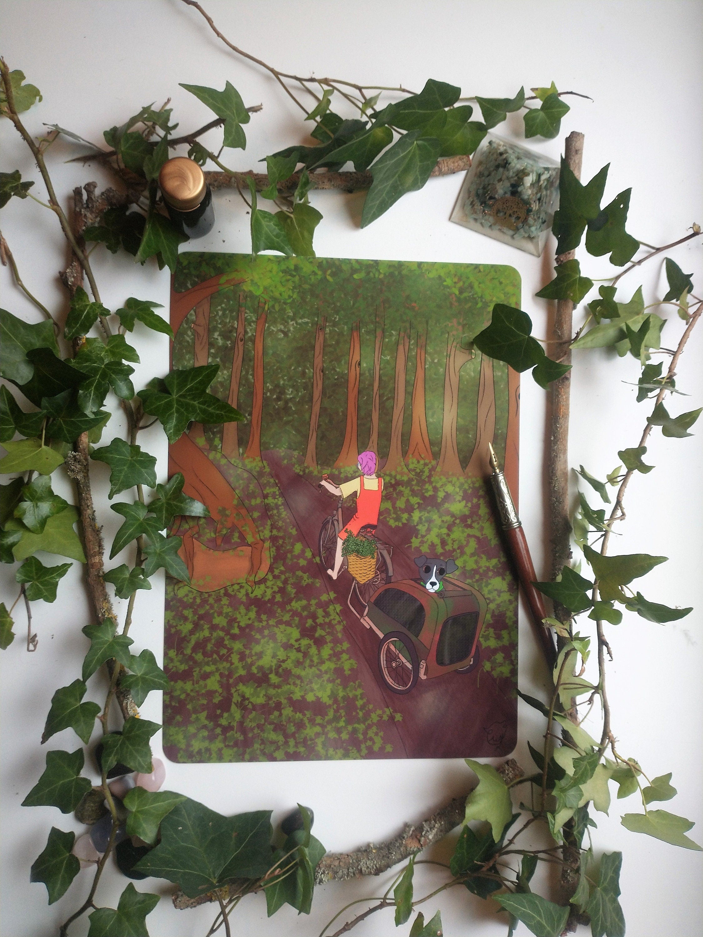 Art print nature bike ride