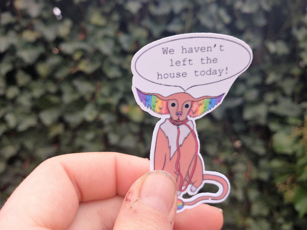 Selfcare vinyl sticker go outside dog, dust squirrel and trash raccoon