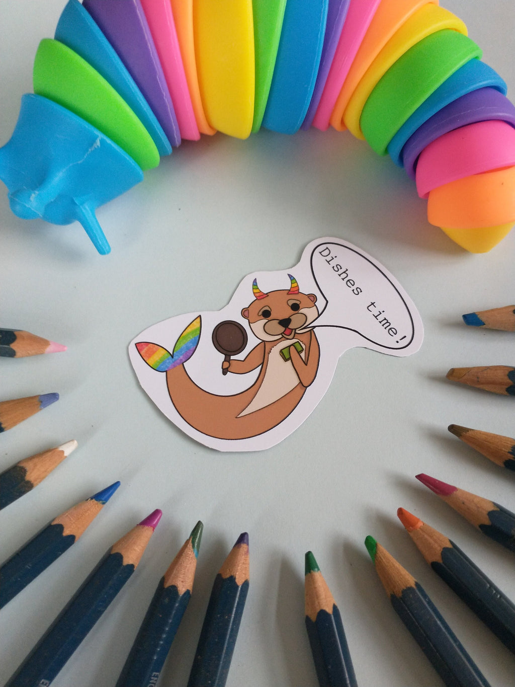 Selfcare magnet clean up beaver, brush your teeth shark and do dishes otter