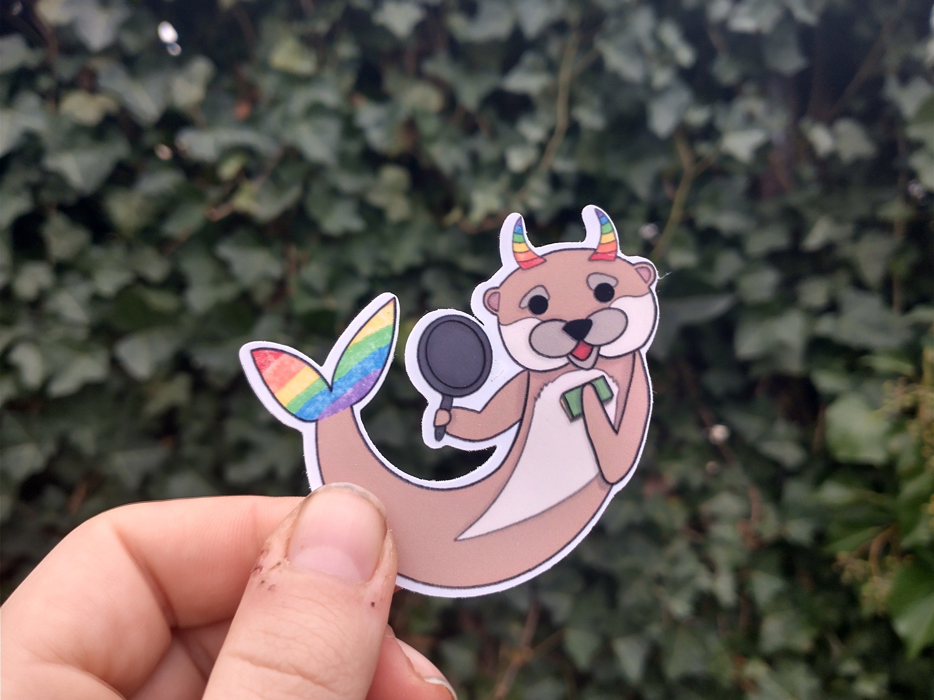 Fantasy rainbow beaver, shark and otter