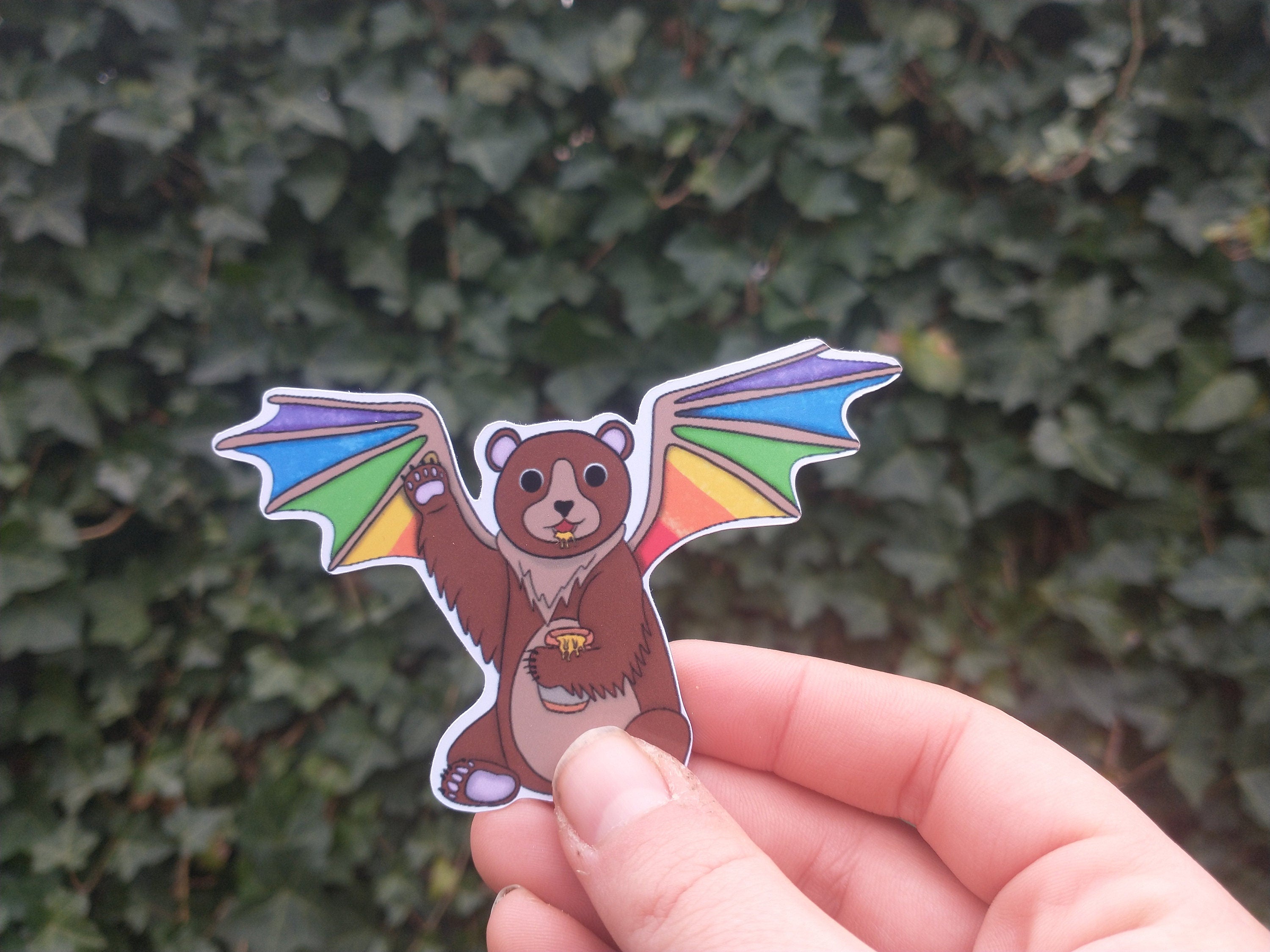Fantasy rainbow ant eater, owl and bear