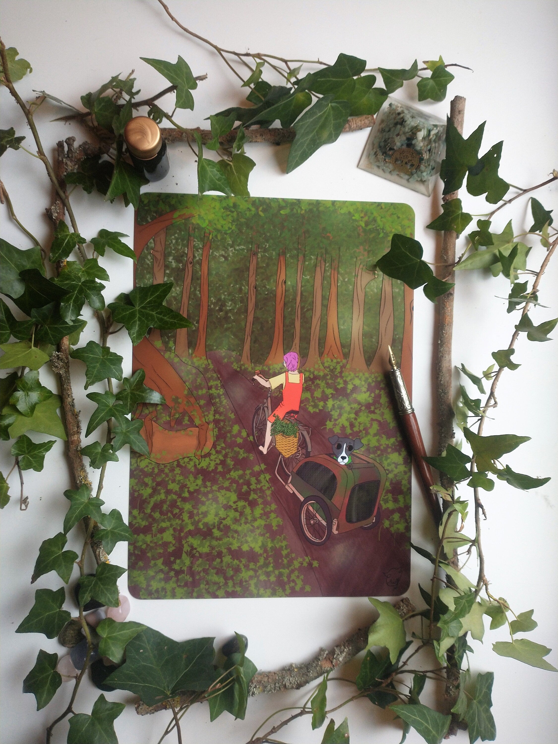 Art print nature bike ride