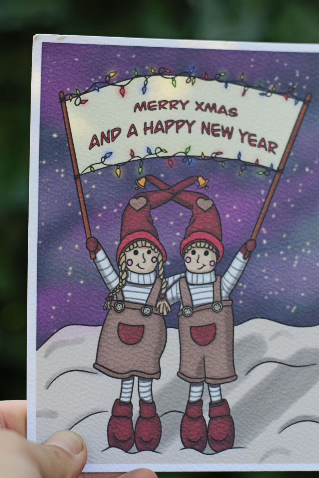 Christmas / new year postcard gnomes