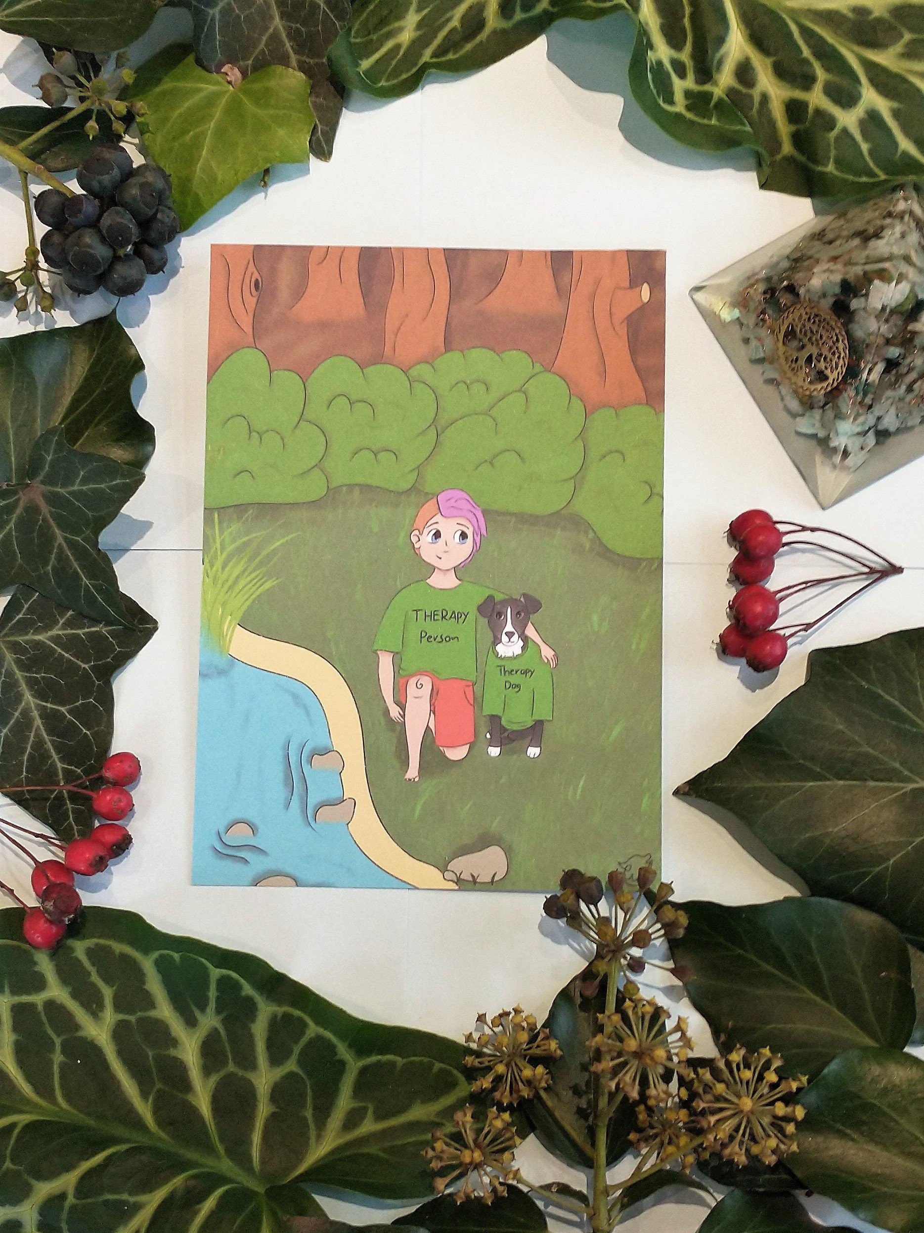 postcard therapy dog/person