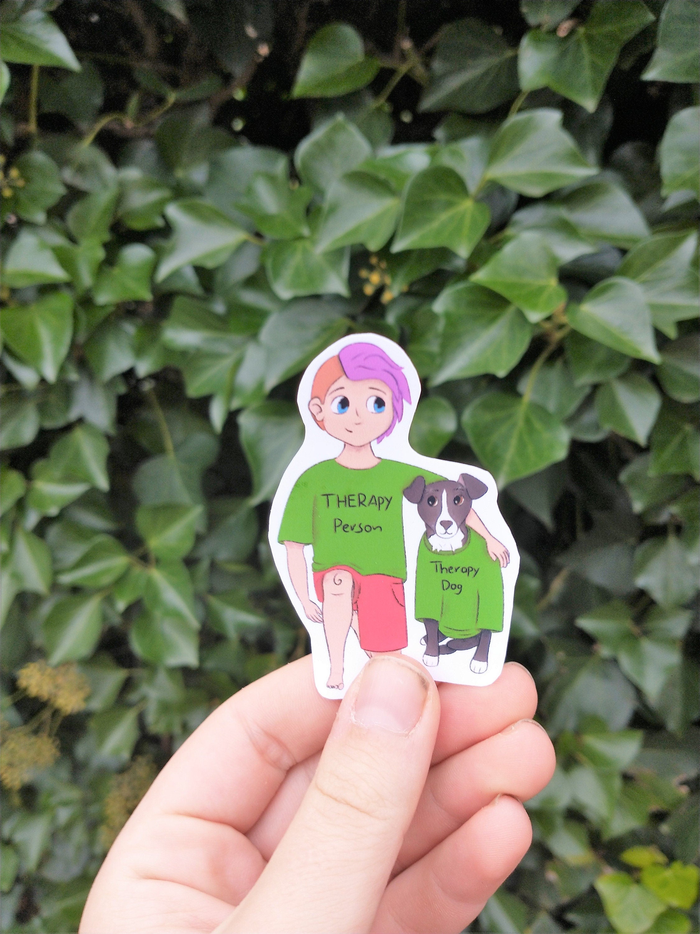 Therapt dog/person vinyl sticker