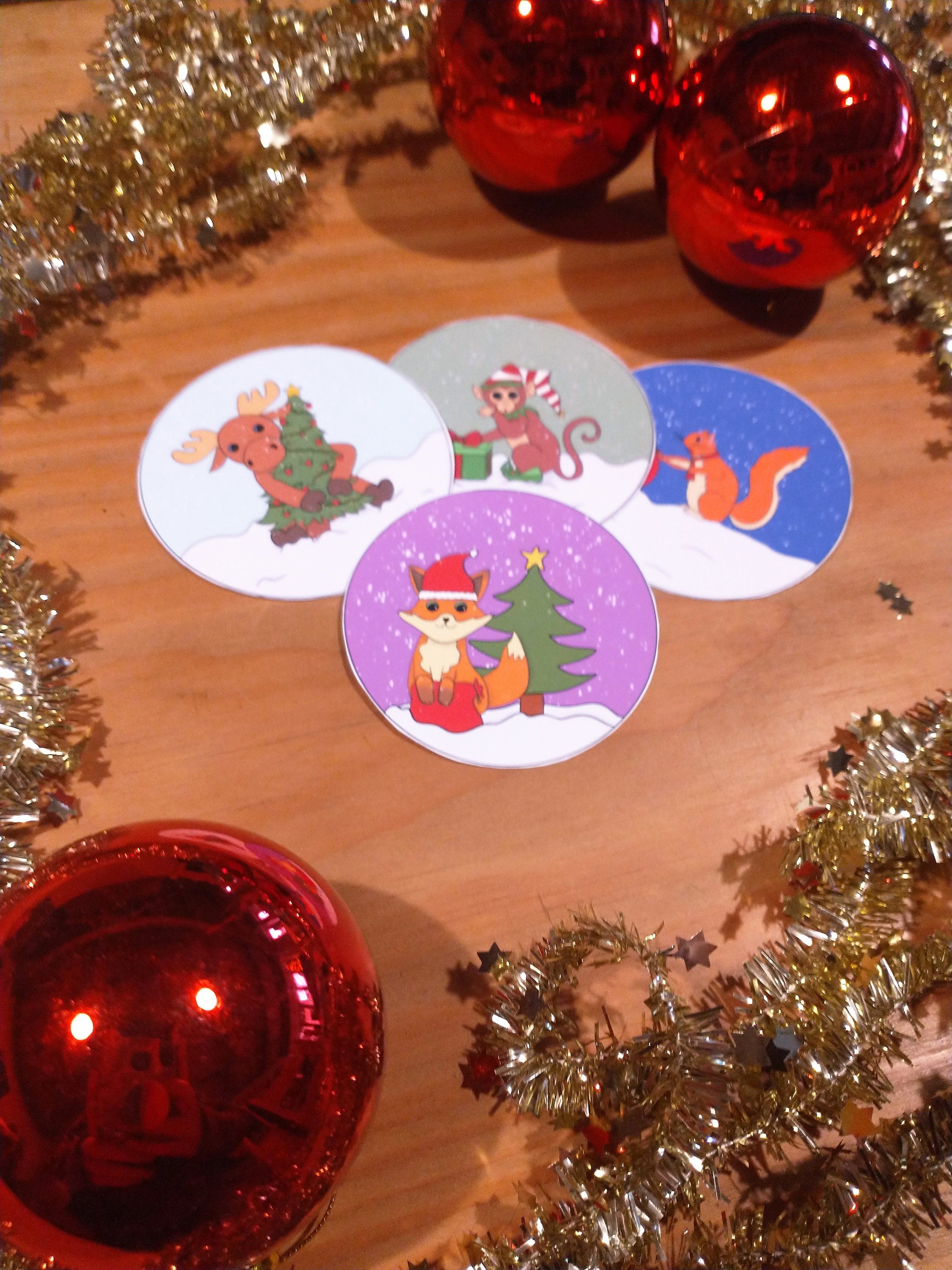 christmas animal stickers
