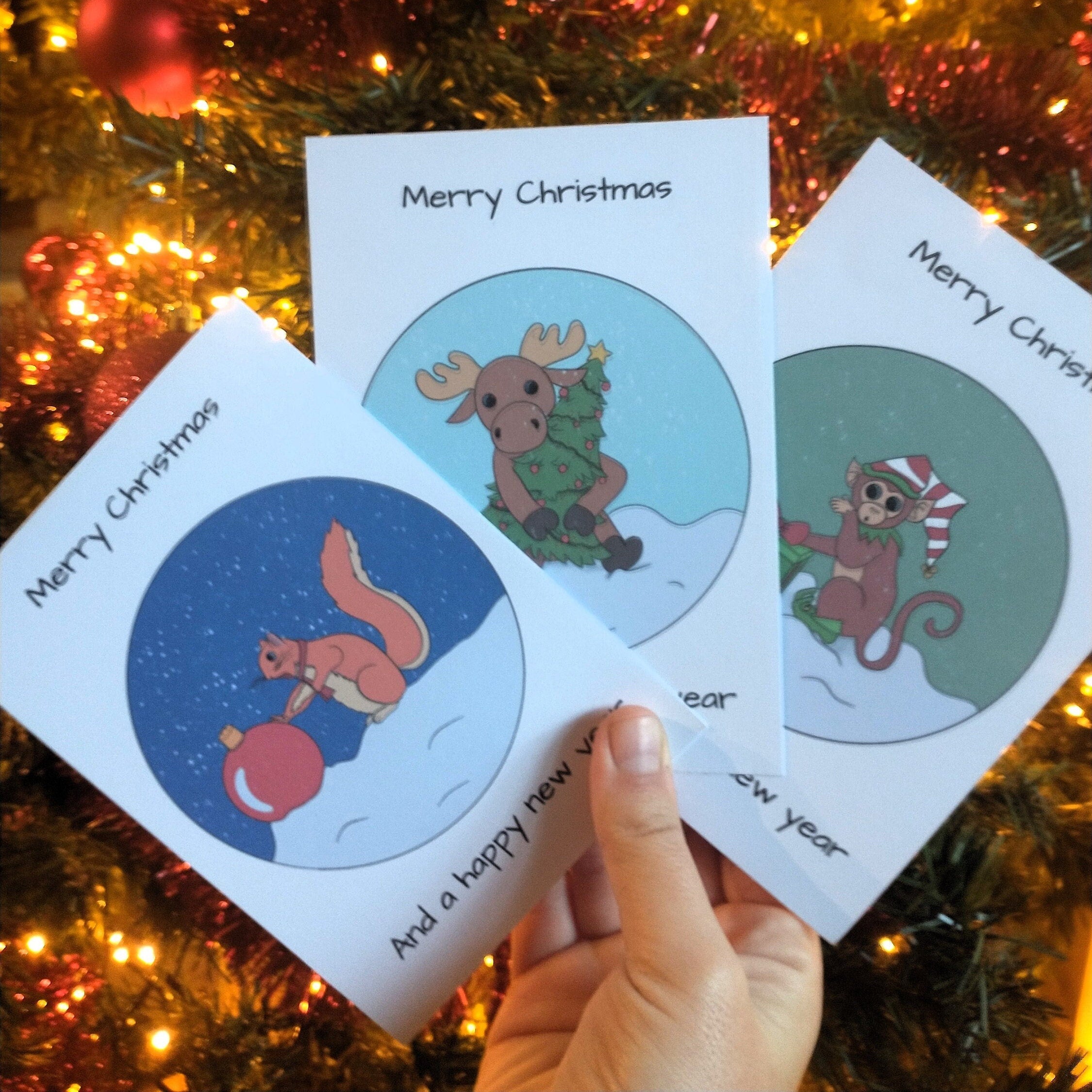 Christmas / new year postcads animals