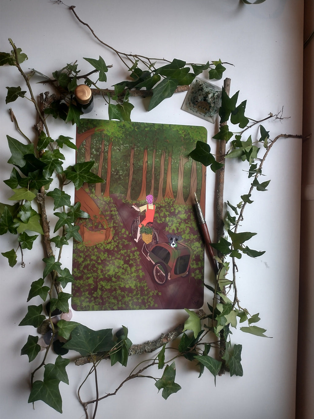 Art print nature bike ride