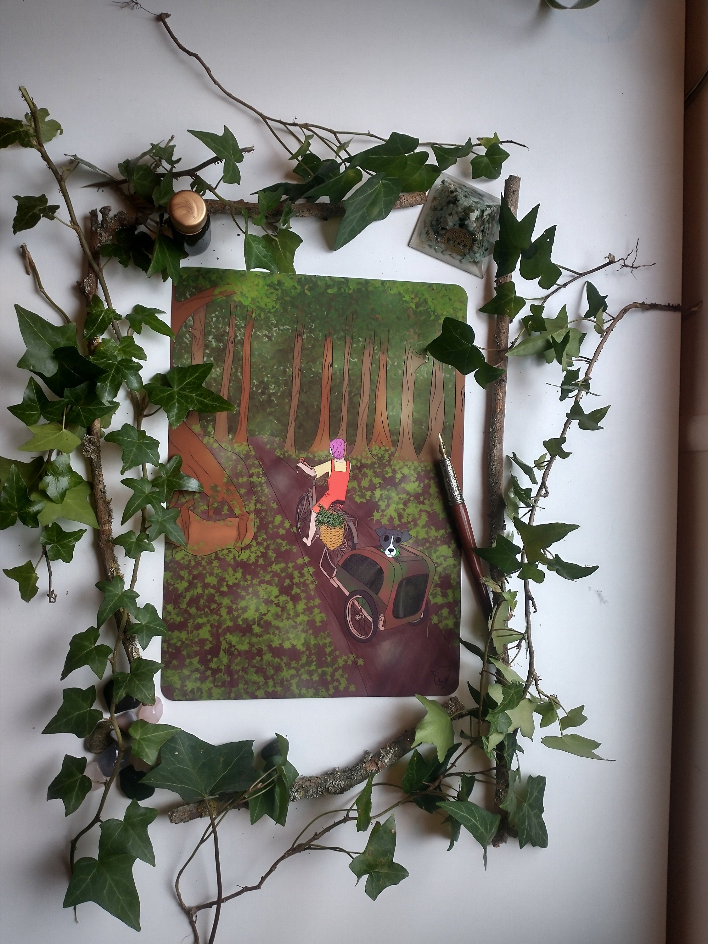 Art print nature bike ride