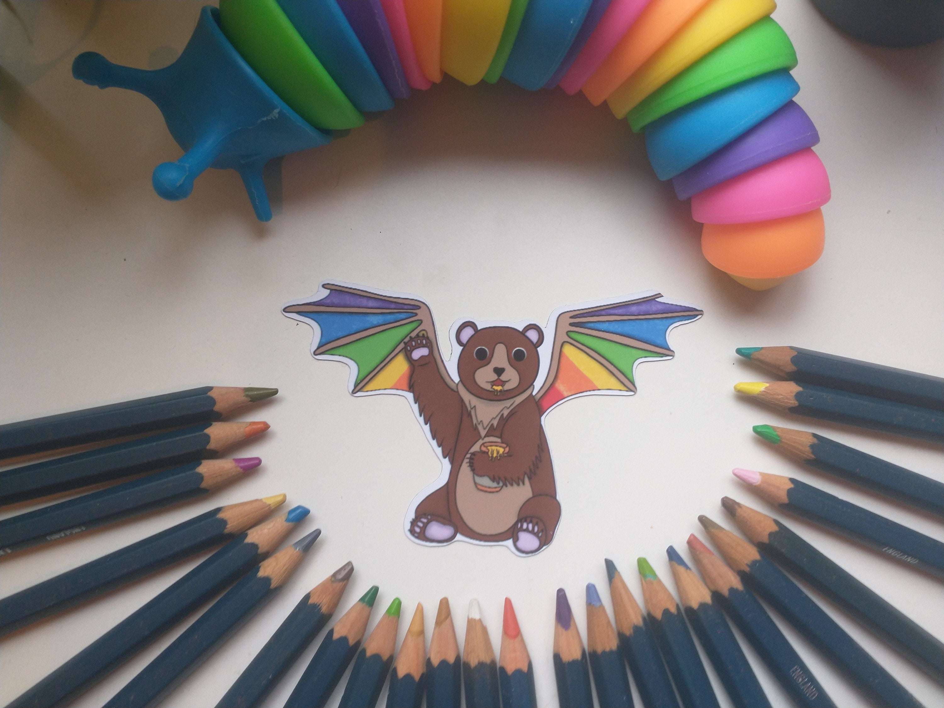 Fantasy rainbow ant eater, owl and bear magents