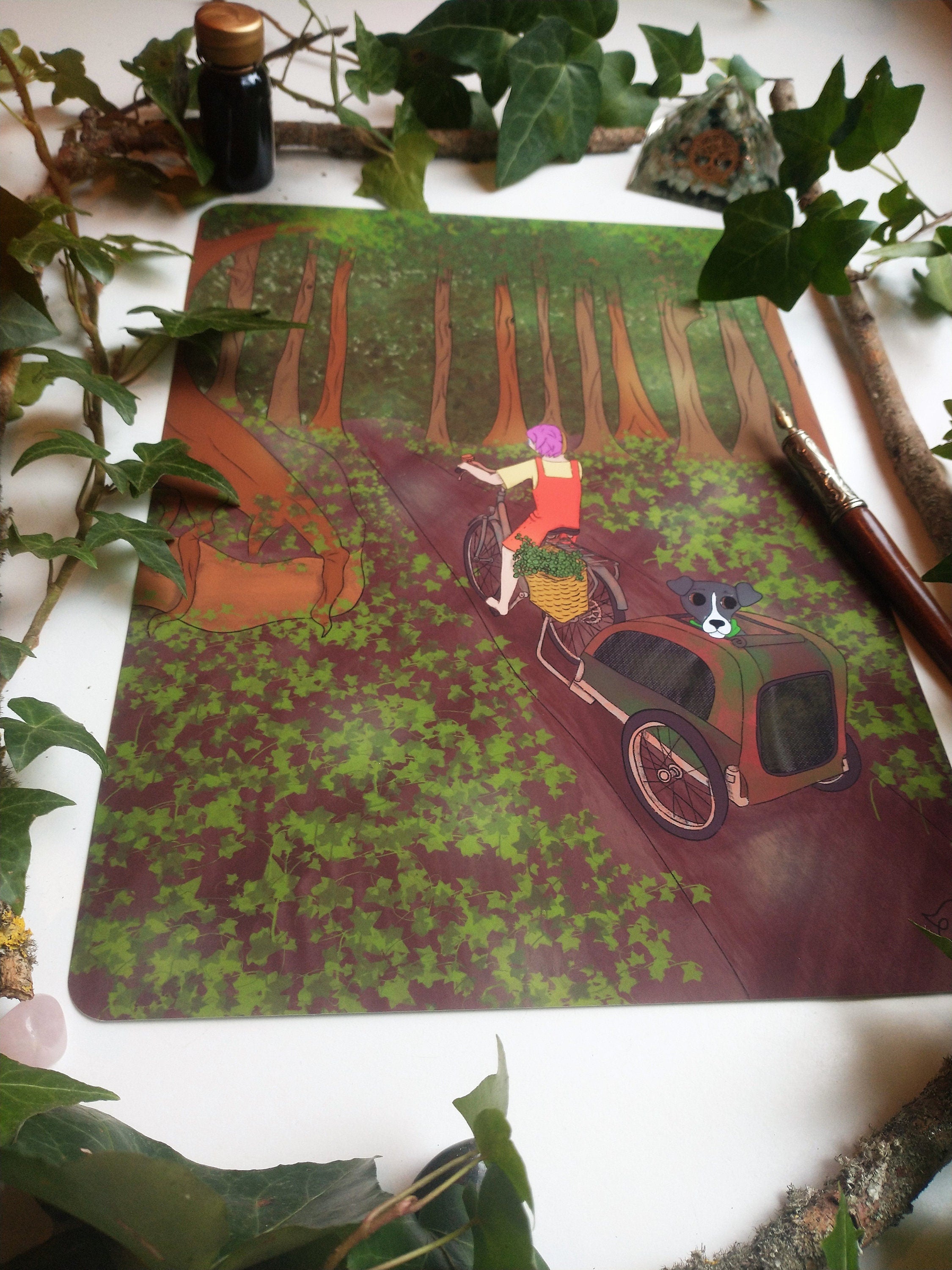 Art print nature bike ride