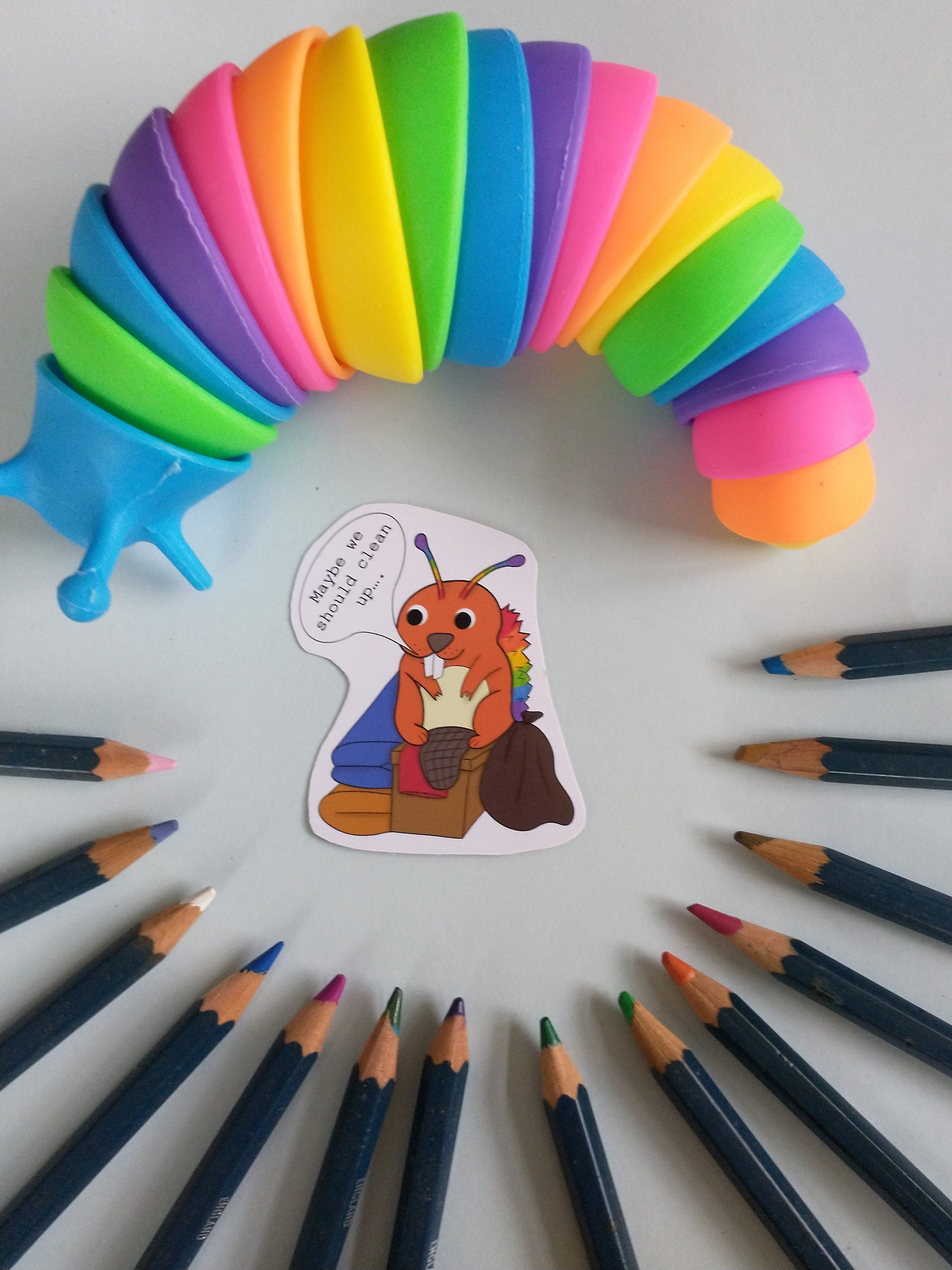 Selfcare magnet clean up beaver, brush your teeth shark and do dishes otter