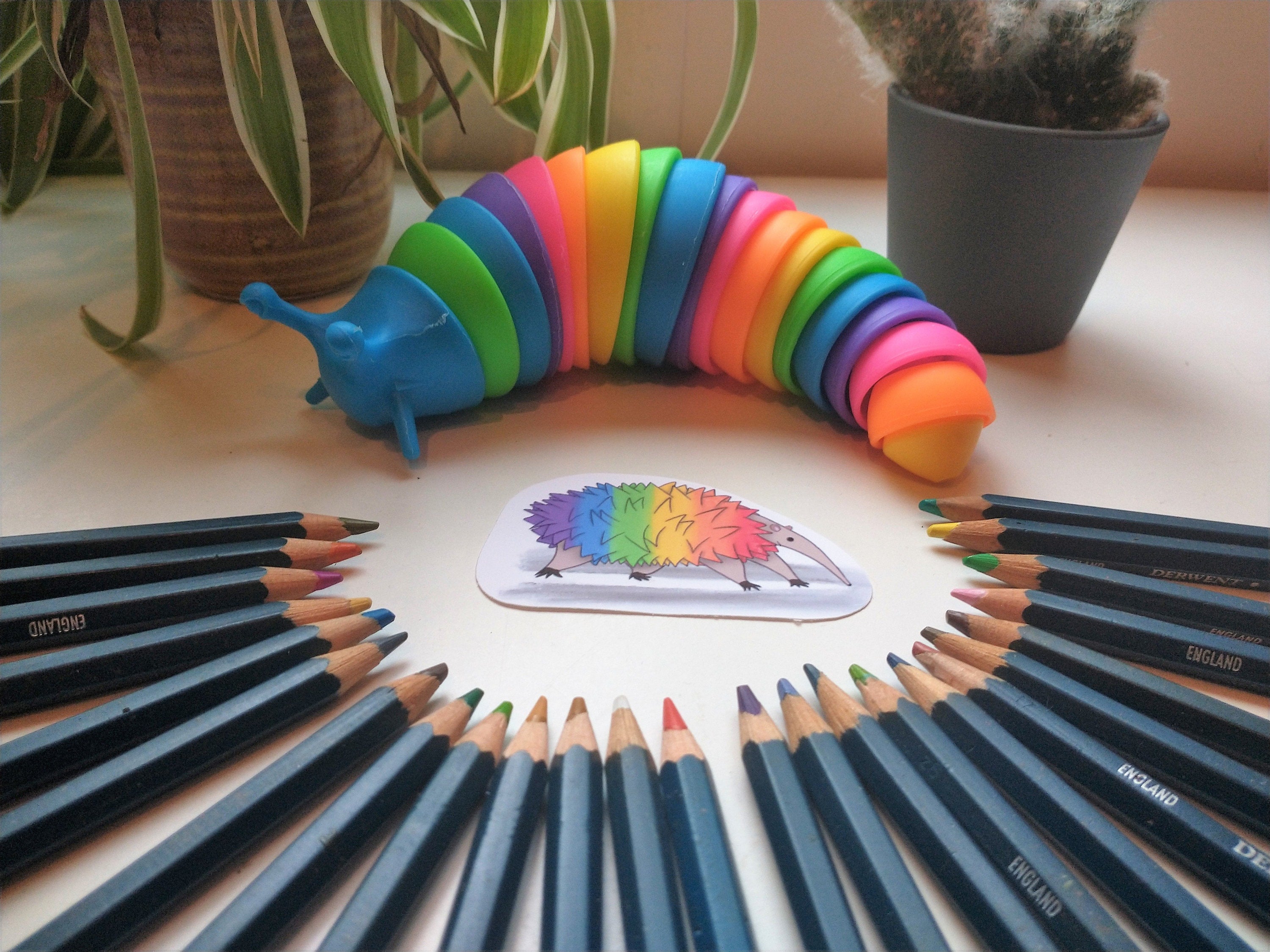 Fantasy rainbow ant eater, owl and bear